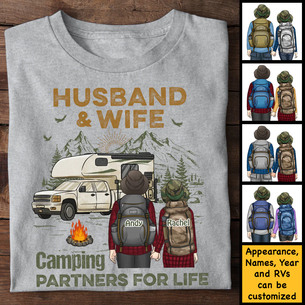 Camping Partners For Life - Personalized Unisex T-shirt, Hoodie, Sweatshirt - Gift For Couple, Husband Wife, Anniversary, Engagement, Wedding, Marriage, Camping Gift - Image 4