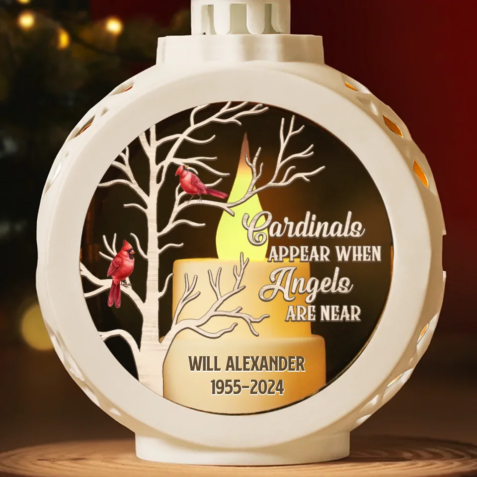 Cardinals Appear When Angels Are Near - Memorial Personalized Custom Candlelight Lantern Ornament - Sympathy Gift, Christmas Gift For Family Members - Image 3