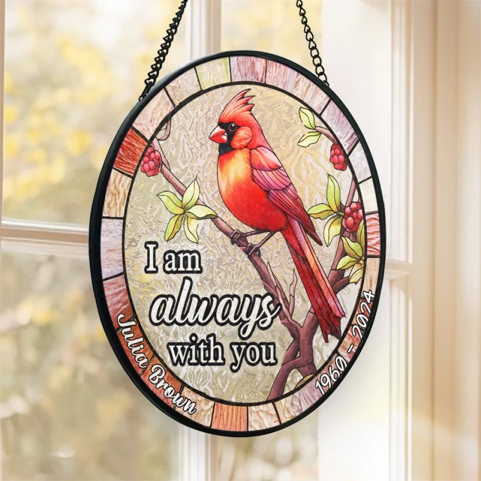 Cardinals Appear When Angels Are Near - Memorial Personalized Custom Stained Glass Window Hanging Suncatcher - Sympathy Gift For Family Members - Image 3