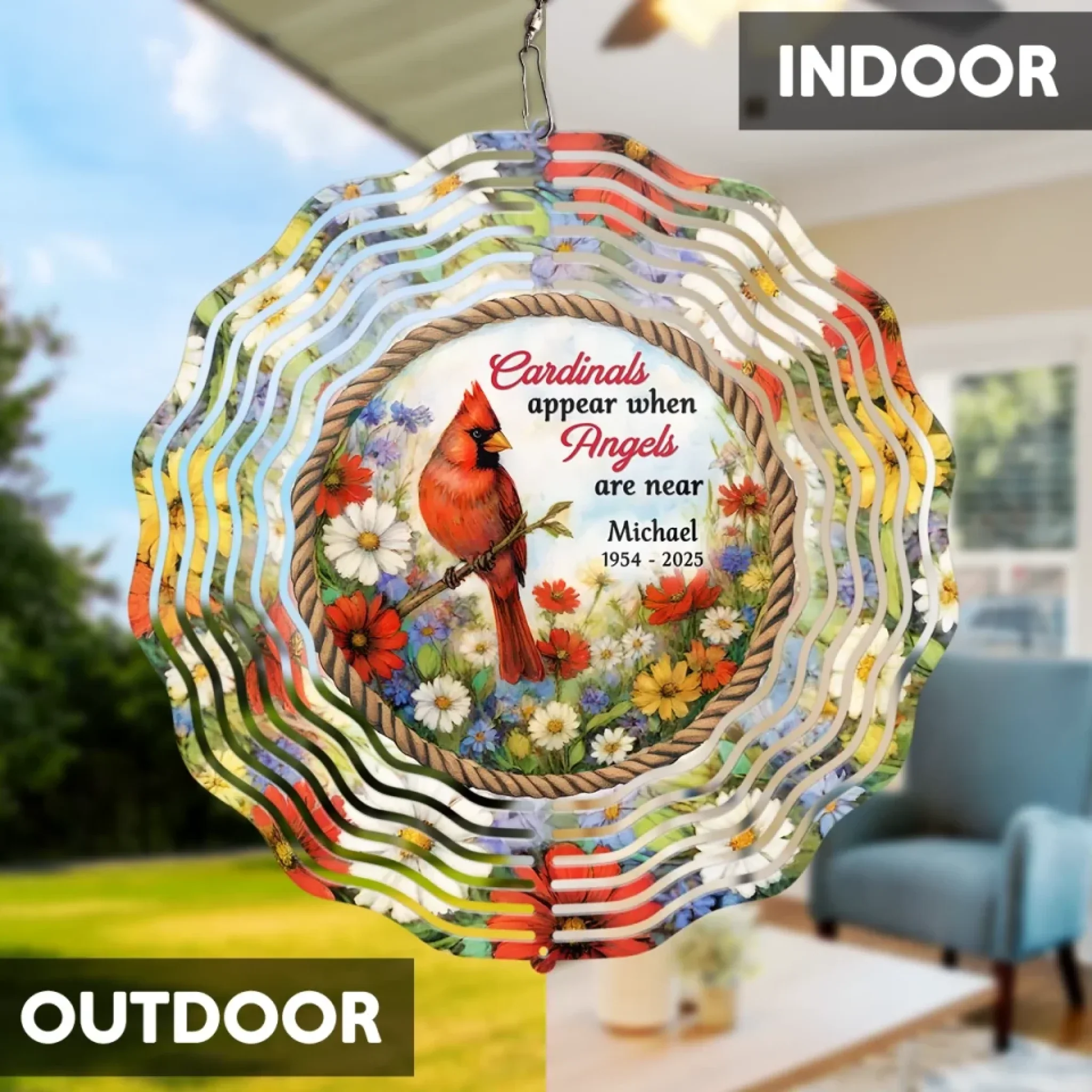 Cardinals Appear When Love Is Near - Memorial Personalized Custom Wind Spinner - Sympathy Gift For Family Members - Image 4
