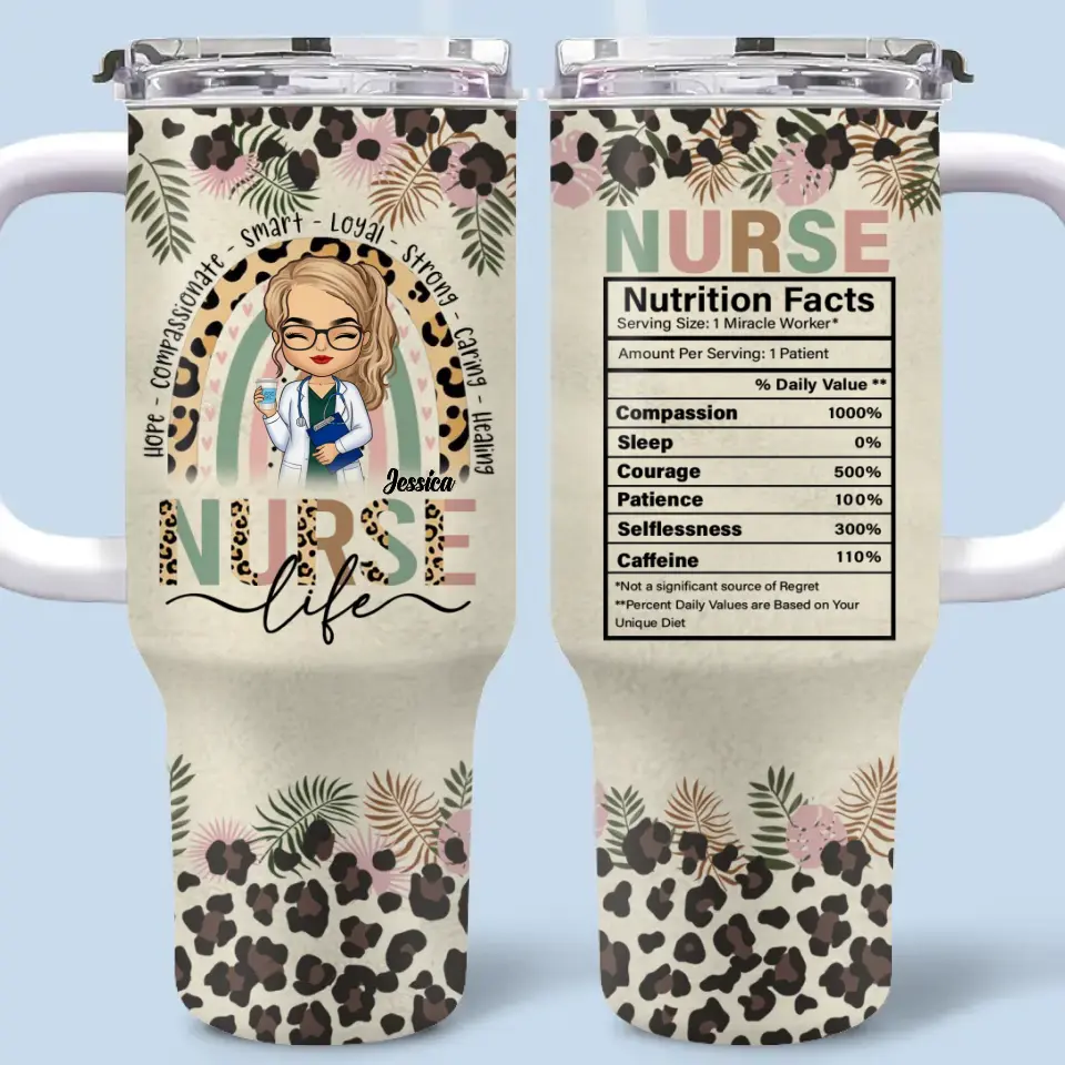 Caring Is The Essence Of Nursing - Nurse Personalized Custom 40 Oz Stainless Steel Tumbler With Handle - Appreciation, Thank You Gift, Nurse Life - Image 2