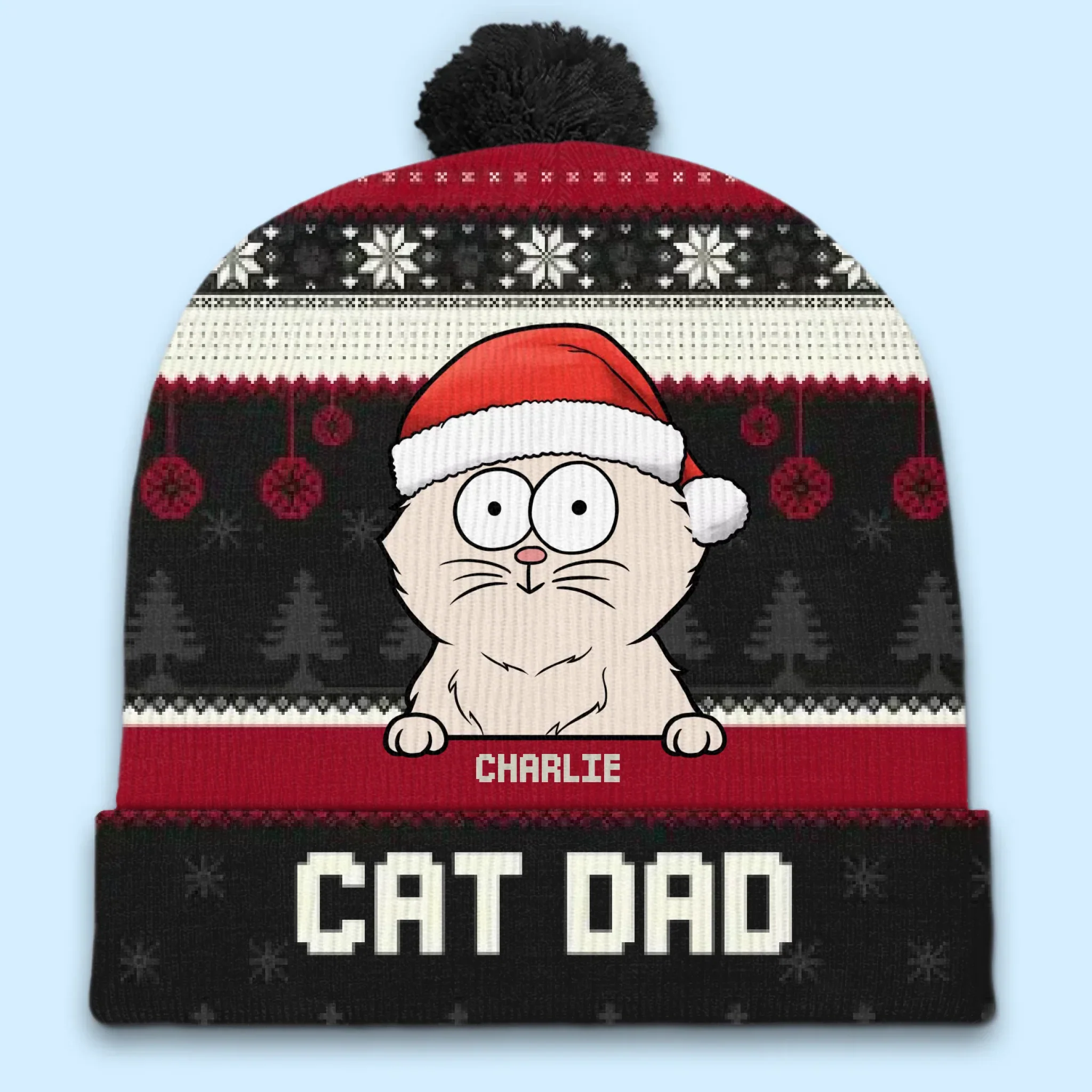 Celebrating Christmas With Our Furry Family Members - Dog & Cat Personalized Custom Christmas Beanie Hat - Christmas Gift For Pet Owners, Pet Lovers - Image 2