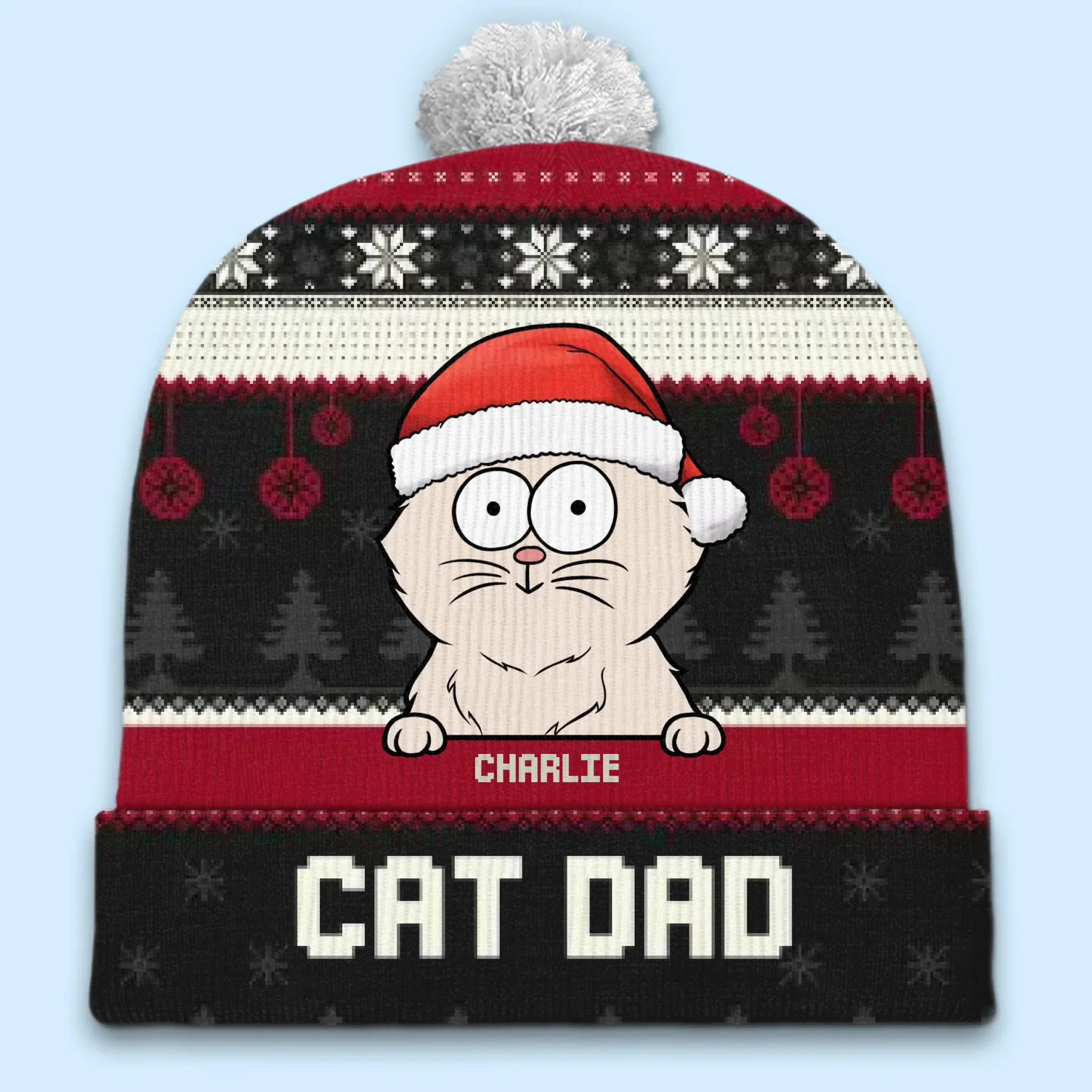 Celebrating Christmas With Our Furry Family Members - Dog & Cat Personalized Custom Christmas Beanie Hat - Christmas Gift For Pet Owners, Pet Lovers - Image 4