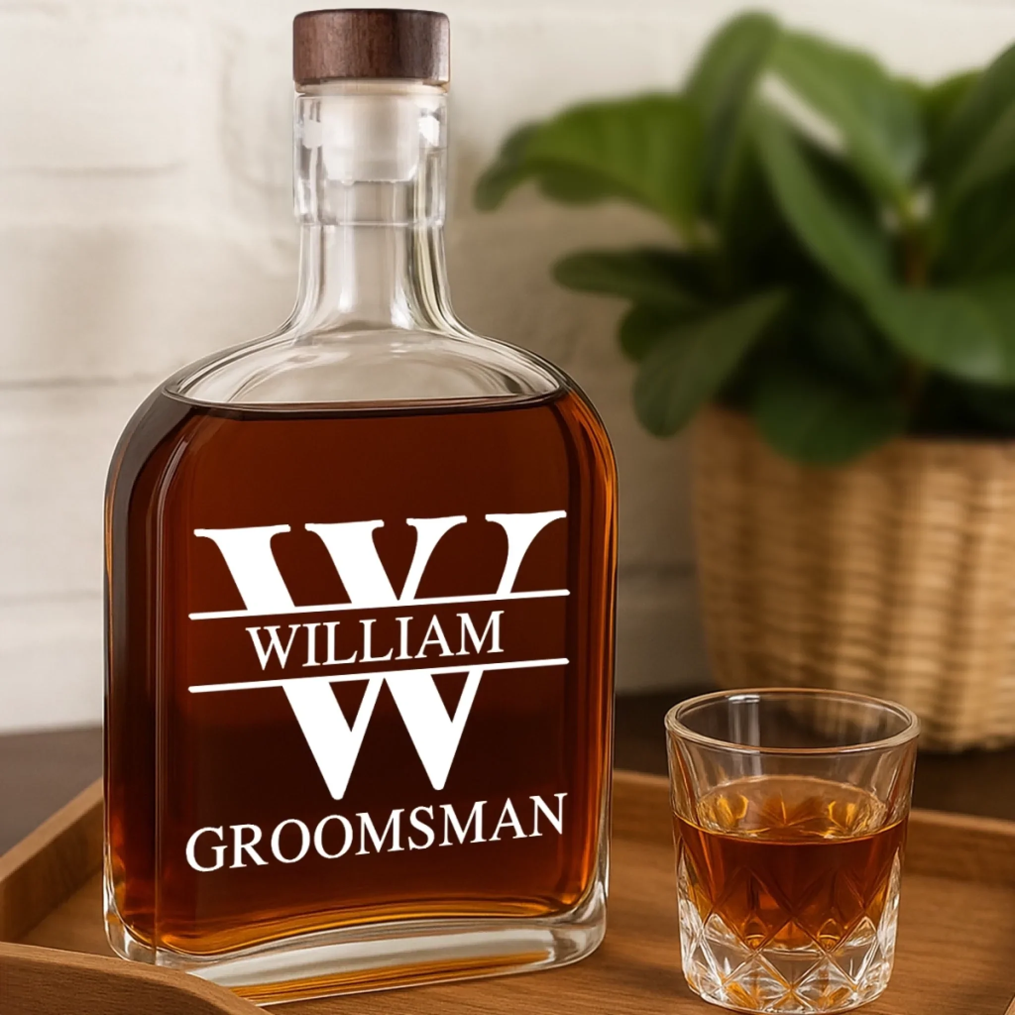 Cheers To The Best Man Crew - Couple Personalized Custom Whiskey Bottle - Gift For Husband Wife, Anniversary