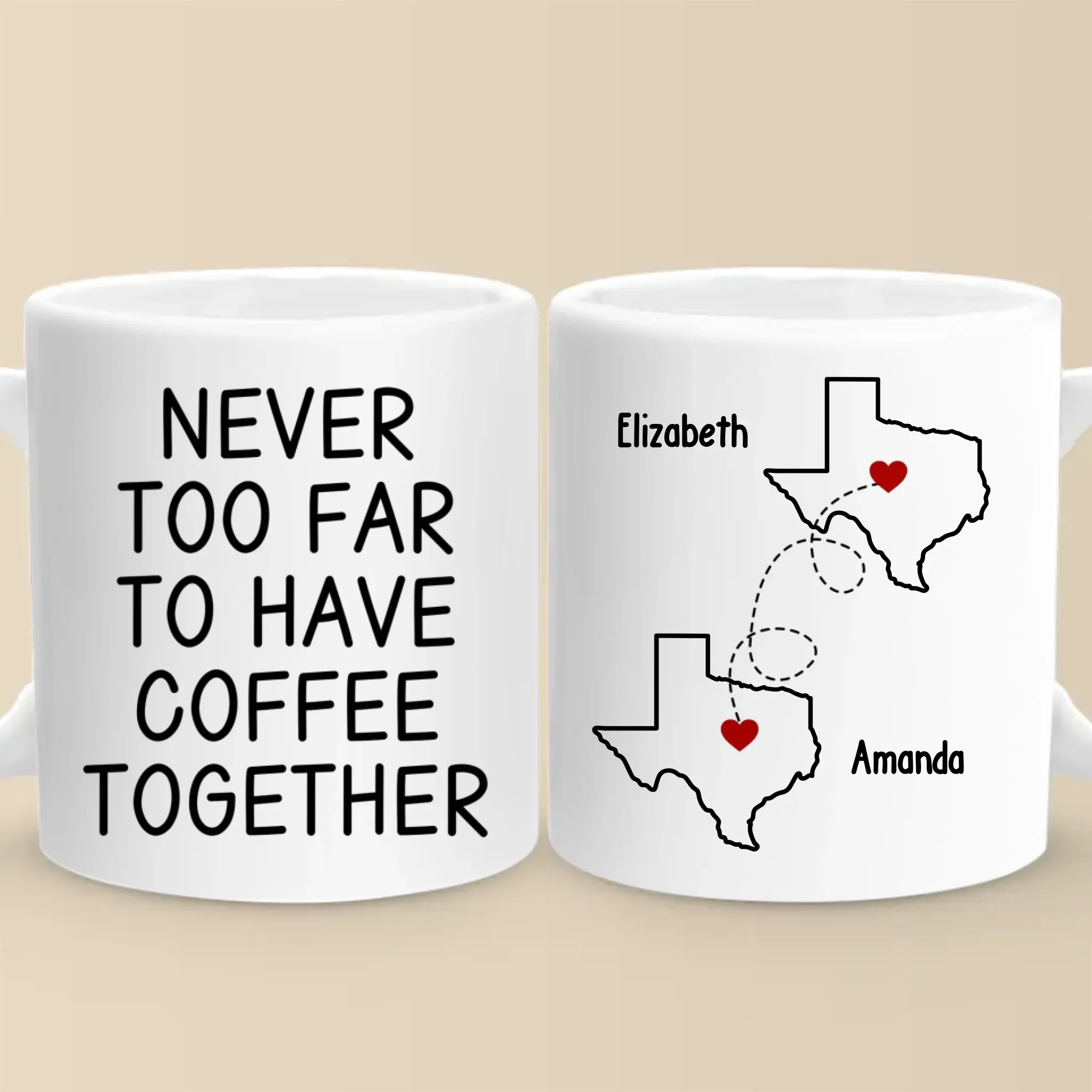 Custom Long Distance Mug - Personalized Best Friend Christmas Birthday Gifts For Women, Besties, Sisters, BFF - Cherishing Moments With Besties This Holiday - Image 2