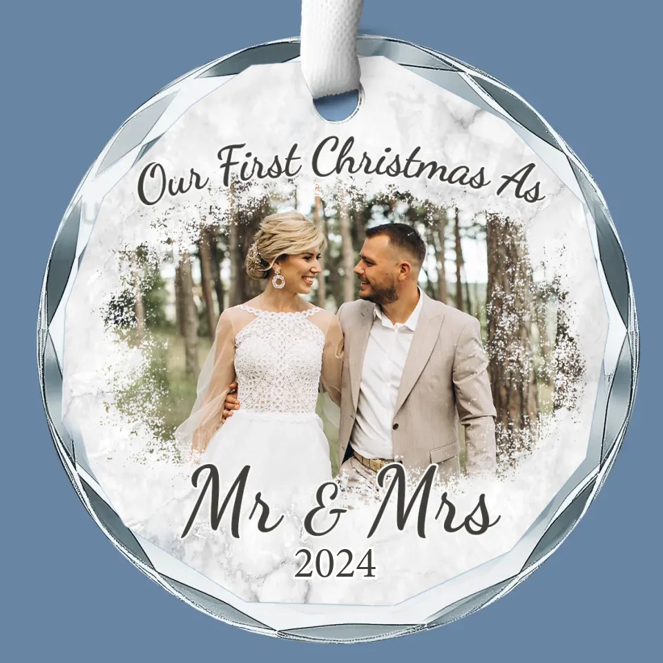 Christmas Birthday Gifts for Her, Wife, Custom Wedding Glass Ornament, Mr and Mrs Gifts - New Arrival, Christmas Gift For Pet Owners, Pet Lovers, First Christmas AMZ - Image 2
