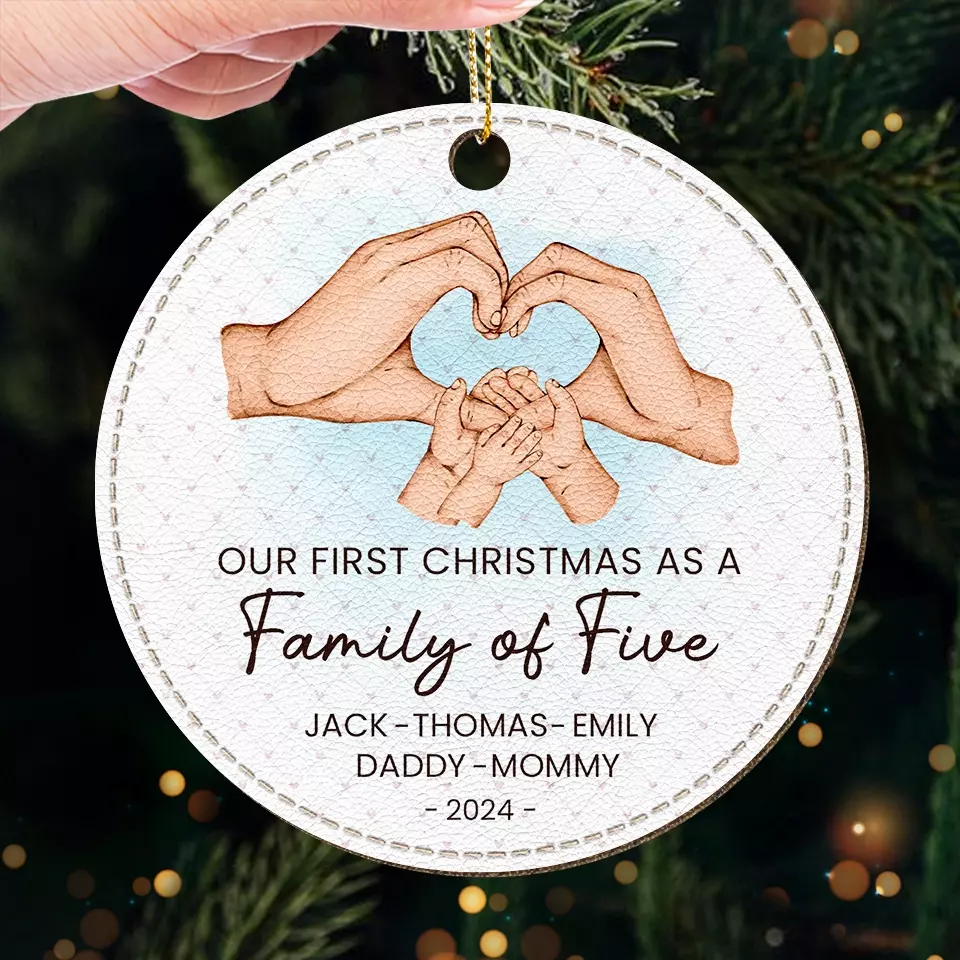 Christmas Is A Reminder Of The Joy That Family Brings - Family Personalized Custom Leather Ornament - Christmas Gift For Family Members, Baby Kids, Newborn Baby - Image 3