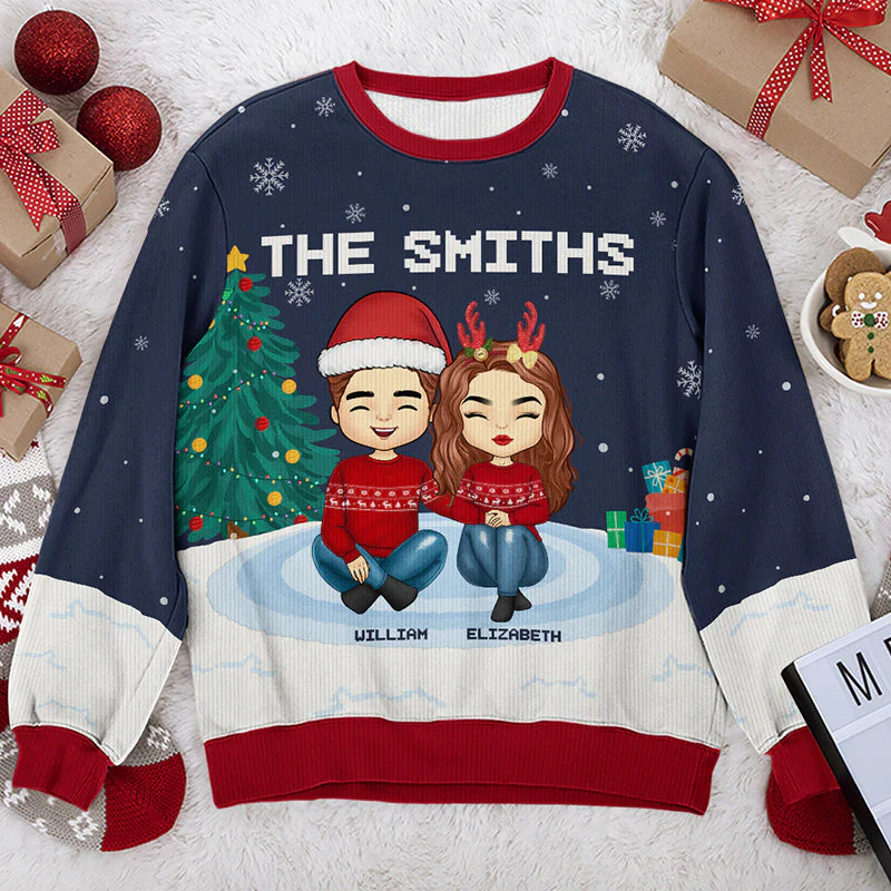 Christmas Is A Time For Family Dad, Mom - Family Personalized Custom Ugly Sweatshirt - Unisex Wool Jumper - Christmas Gift For Family Members - Image 6