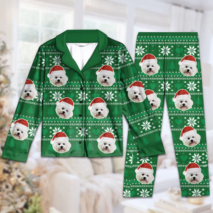 Christmas Is Coming Aztec Pattern - Dog & Cat Personalized Custom Face Photo Pajamas - Upload Image, Christmas Gift For Pet Owners, Pet Lovers - Image 2