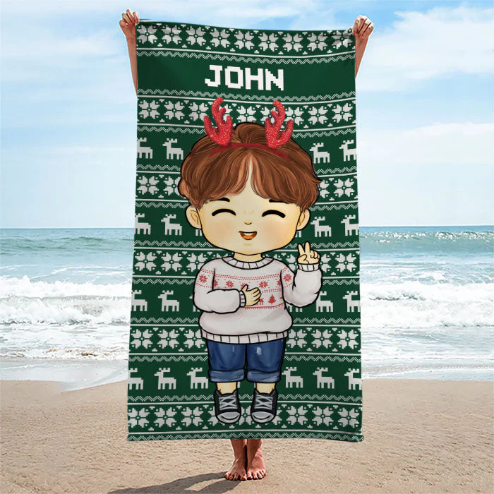 Christmas Is Coming To Town - Personalized Custom Beach Towel - Gift For Family, Gift For Kids, Christmas Gift - Image 3