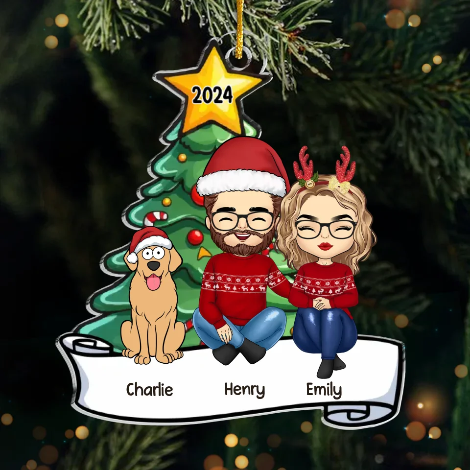 Christmas Is Merrier With Paws Under The Tree - Dog & Cat Personalized Custom Ornament - Acrylic Custom Shaped - Christmas Gift For Husband Wife, Anniversary, Pet Owners, Pet Lovers - Image 2