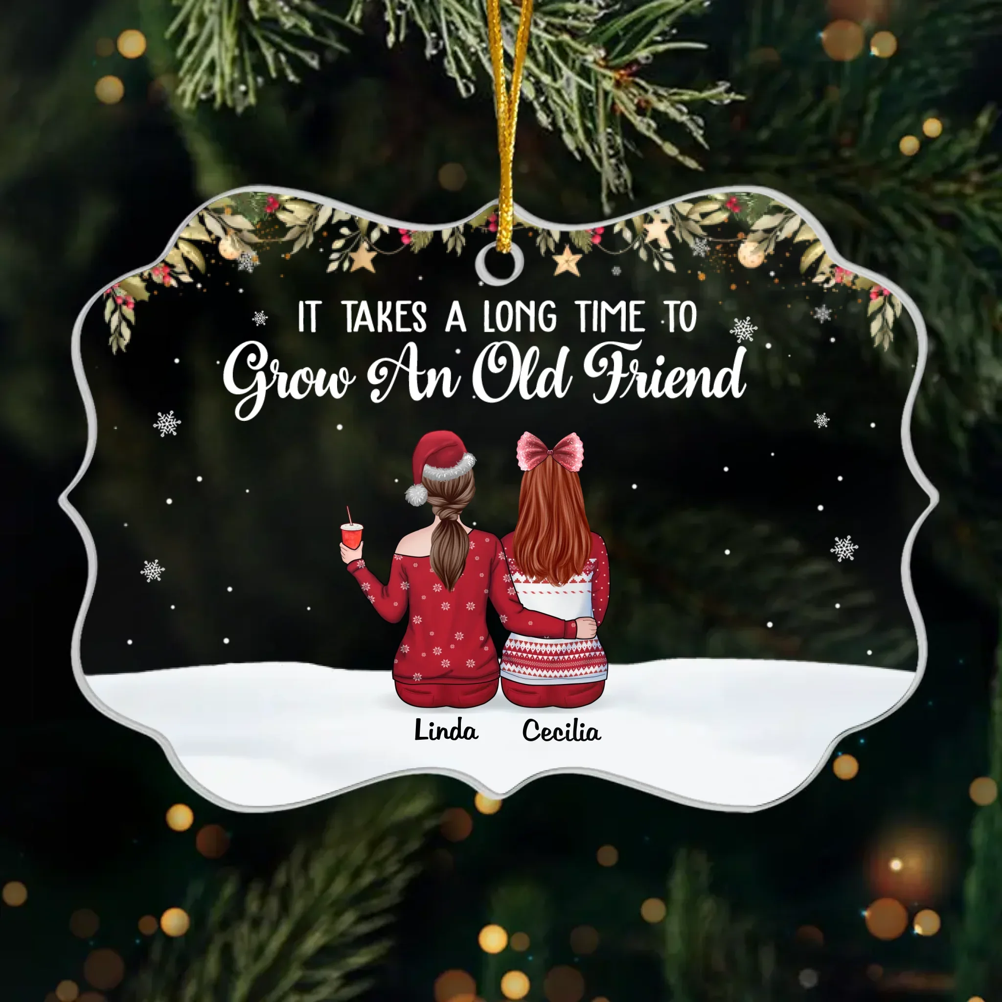 Christmas Magic Is In The Air - Bestie Personalized Custom Ornament - Acrylic Benelux Shaped - Christmas Gift For Best Friends, BFF, Sisters - Image 2