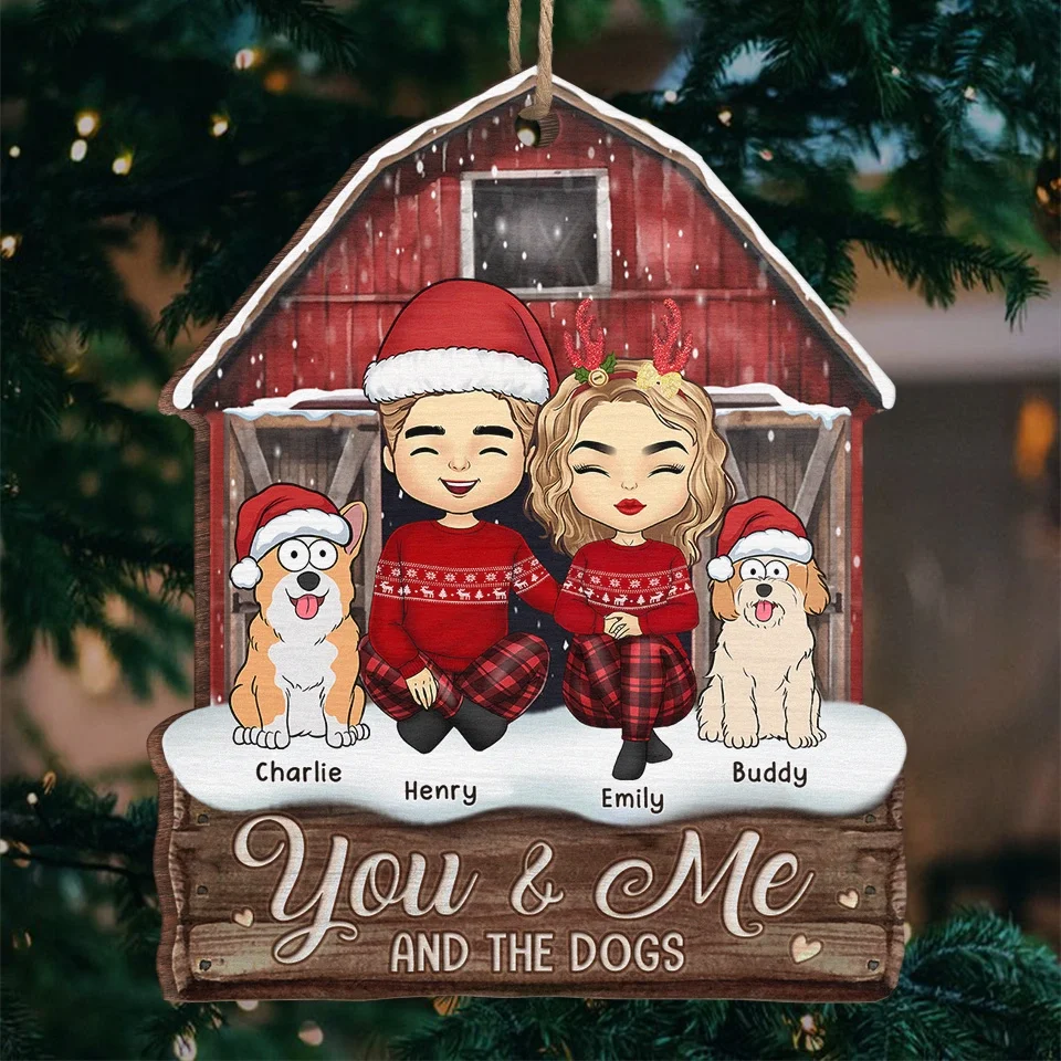 Christmas Shines Brighter With You - Dog & Cat Personalized Custom Ornament - Wood Custom Shaped - Christmas Gift For Husband Wife, Anniversary, Pet Owners, Pet Lovers - Image 2