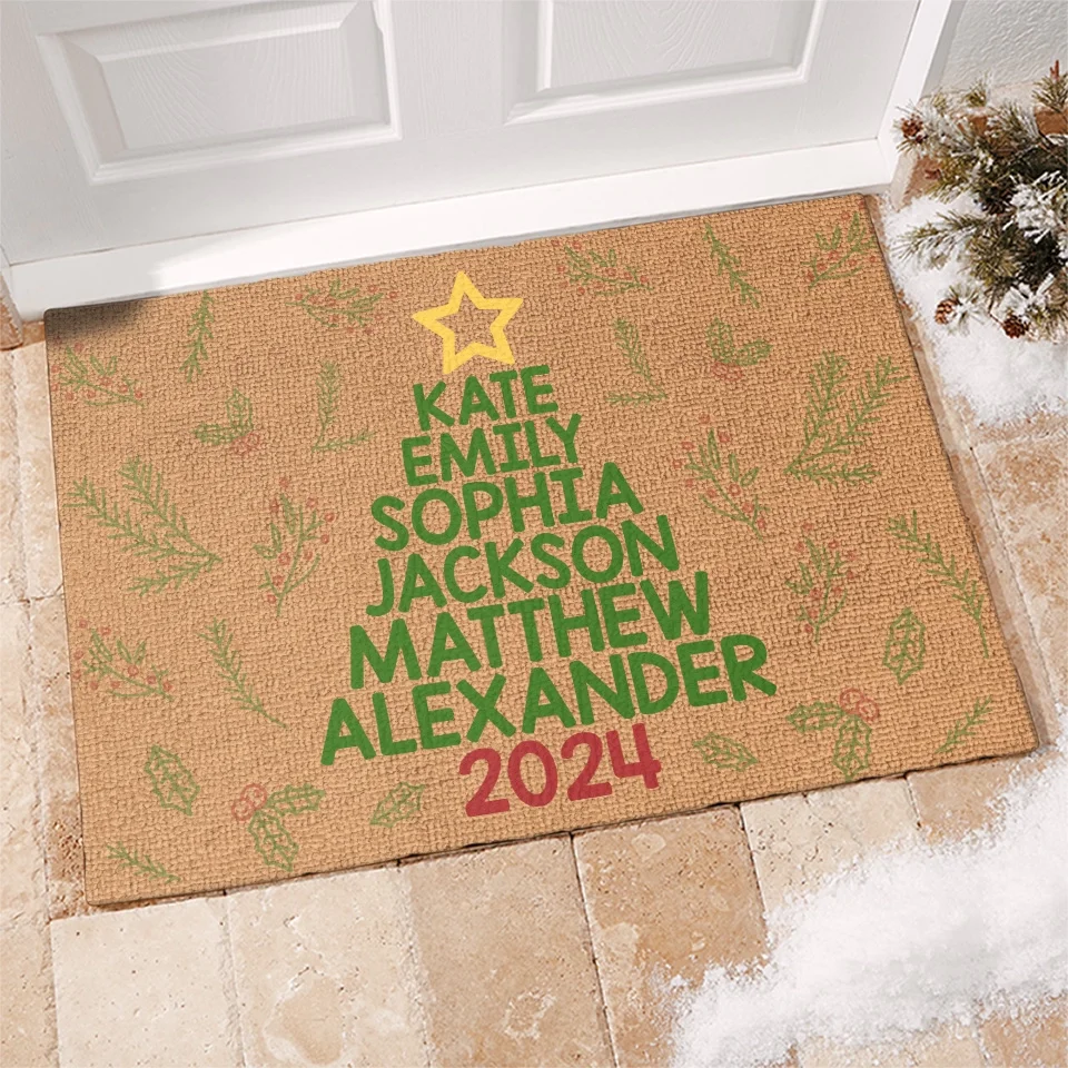 Christmas With My Family Is My Happy Place! - Family Personalized Custom Home Decor Decorative Mat - Christmas Gift For Family Members - Image 3