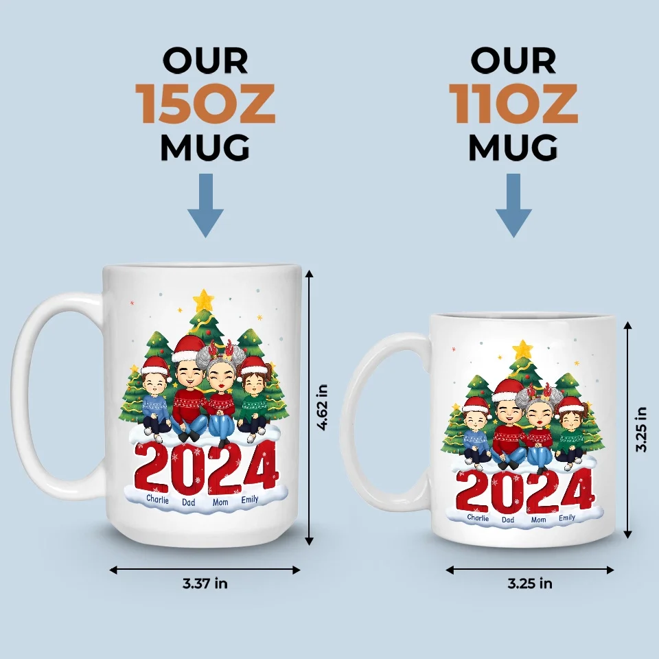 Christmas With My Family Is My Happy Place - Family Personalized Custom Mug - Christmas Gift For Family Members - Image 5