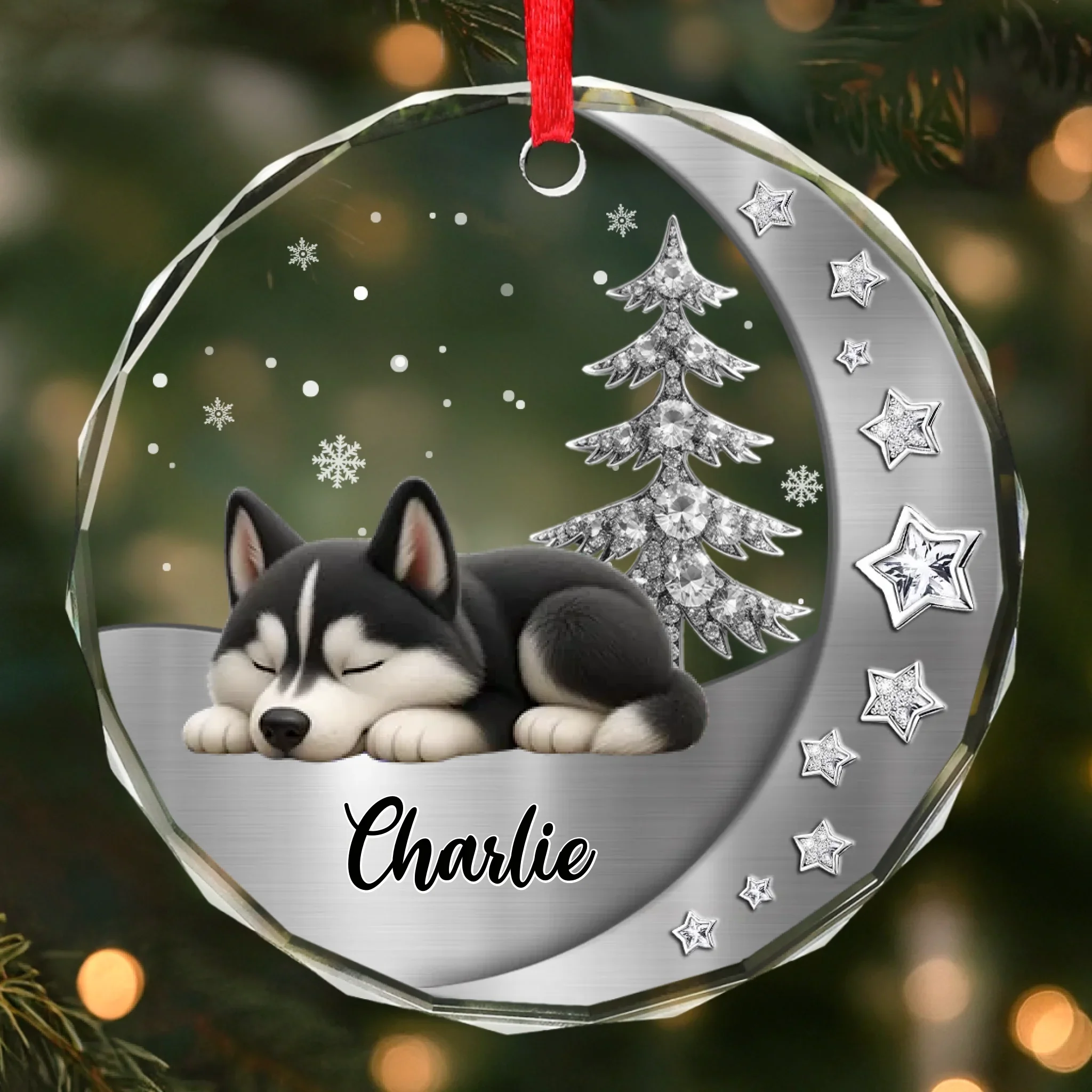 Custom Circle Glass Ornament - Personalized Christmas Birthday Gifts For Dog Lovers, Dog Dad And Mom - Woofs Wrapped In Wonder - Image 2