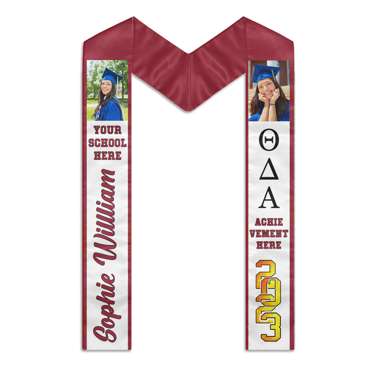 Class of 2024 Fraternity Graduation Stole - Upload Image - Personalized Graduation Stole - Image 3