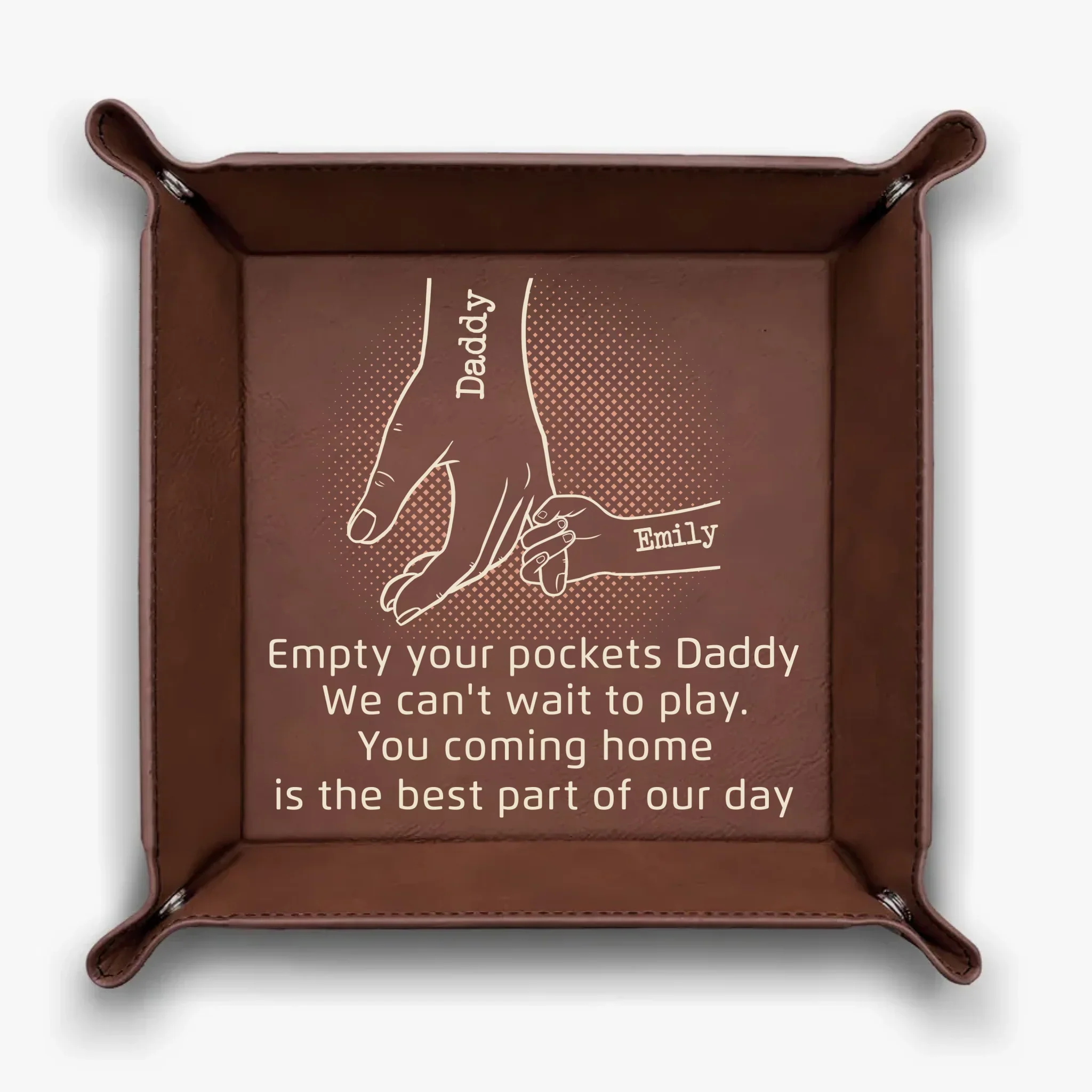 Come Home To Love - Family Personalized Custom Leather Valet Tray - Father's Day, Gift For Dad, Grandpa - Image 3