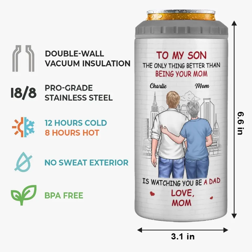 Congrats On Becoming A Dad - Family Personalized Custom 4 In 1 Can Cooler Tumbler - Gift For Son, Grandson - Image 5