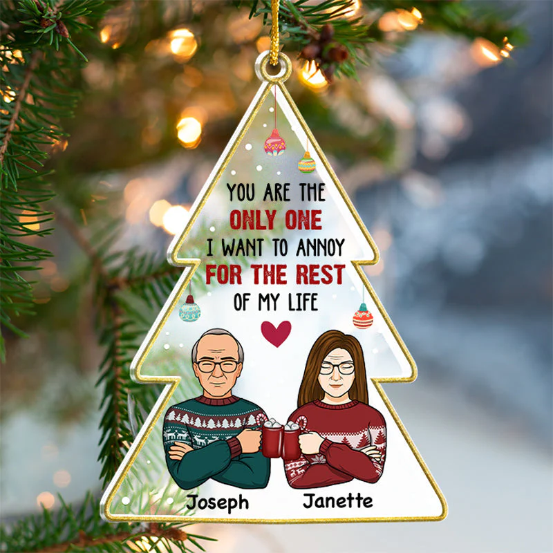 Congrats You Lucky Bastard - Couple Personalized Custom Ornament - Acrylic Christmas Tree Shaped - Christmas Gift For Husband Wife, Anniversary - Image 4
