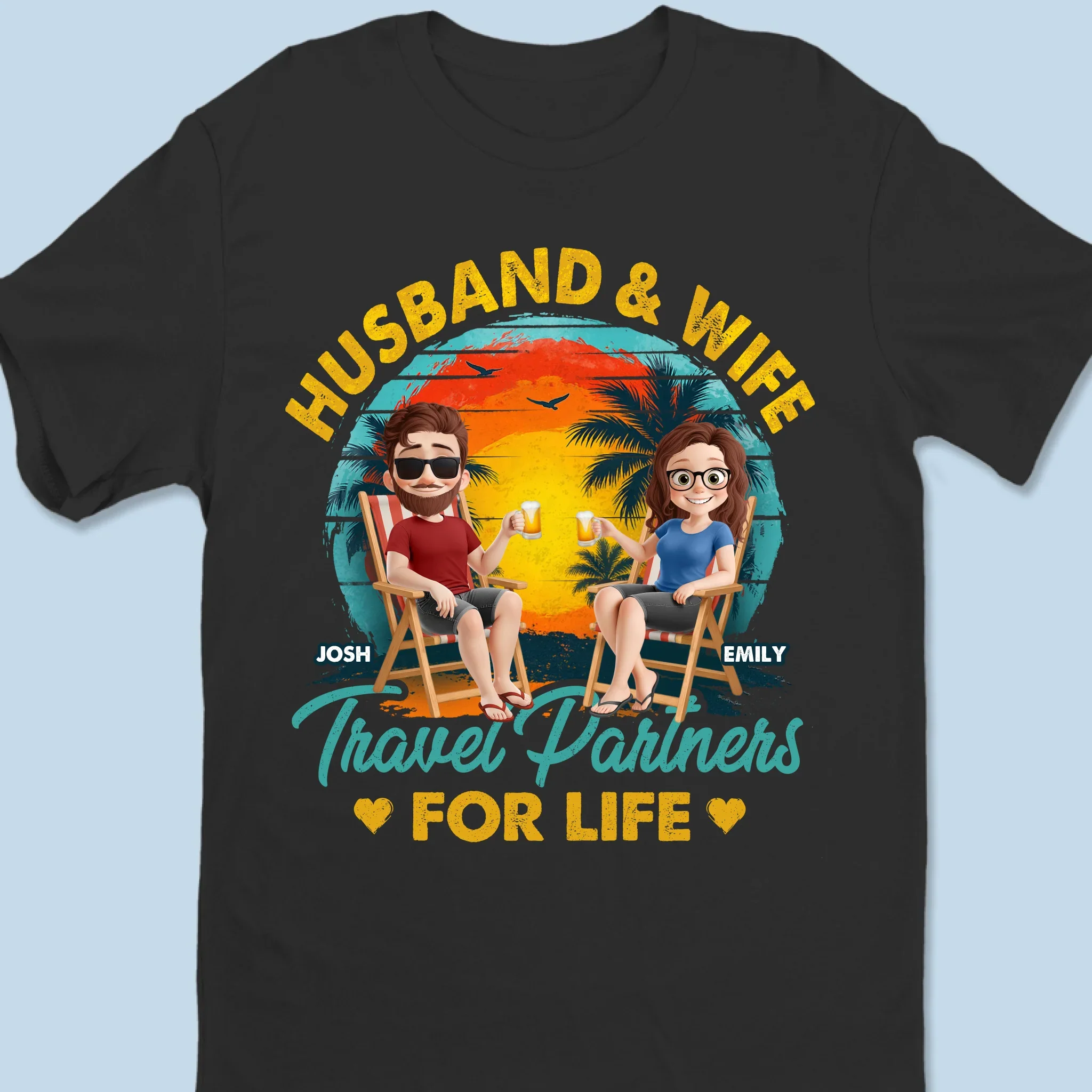 Couples Who Roam Together - Couple Personalized Custom Unisex T-shirt, Premium T-shirt, Hoodie - Summer Vacation Gift For Husband Wife, Anniversary, Travel Lovers - Image 2