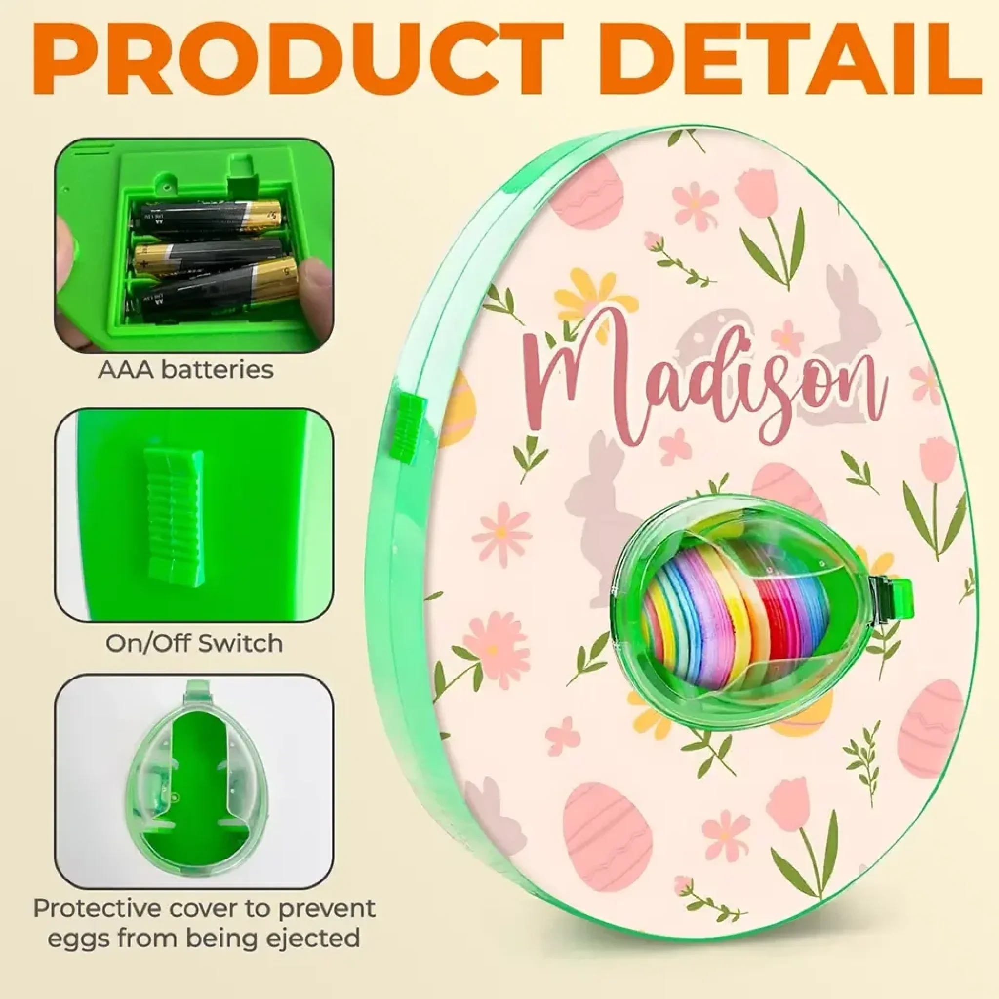 Crack Open The Fun - Family Personalized Custom Easter Egg Decorating Kit, Egg Spinner Machine With Markers - Easter Gift For Family Members - Image 3