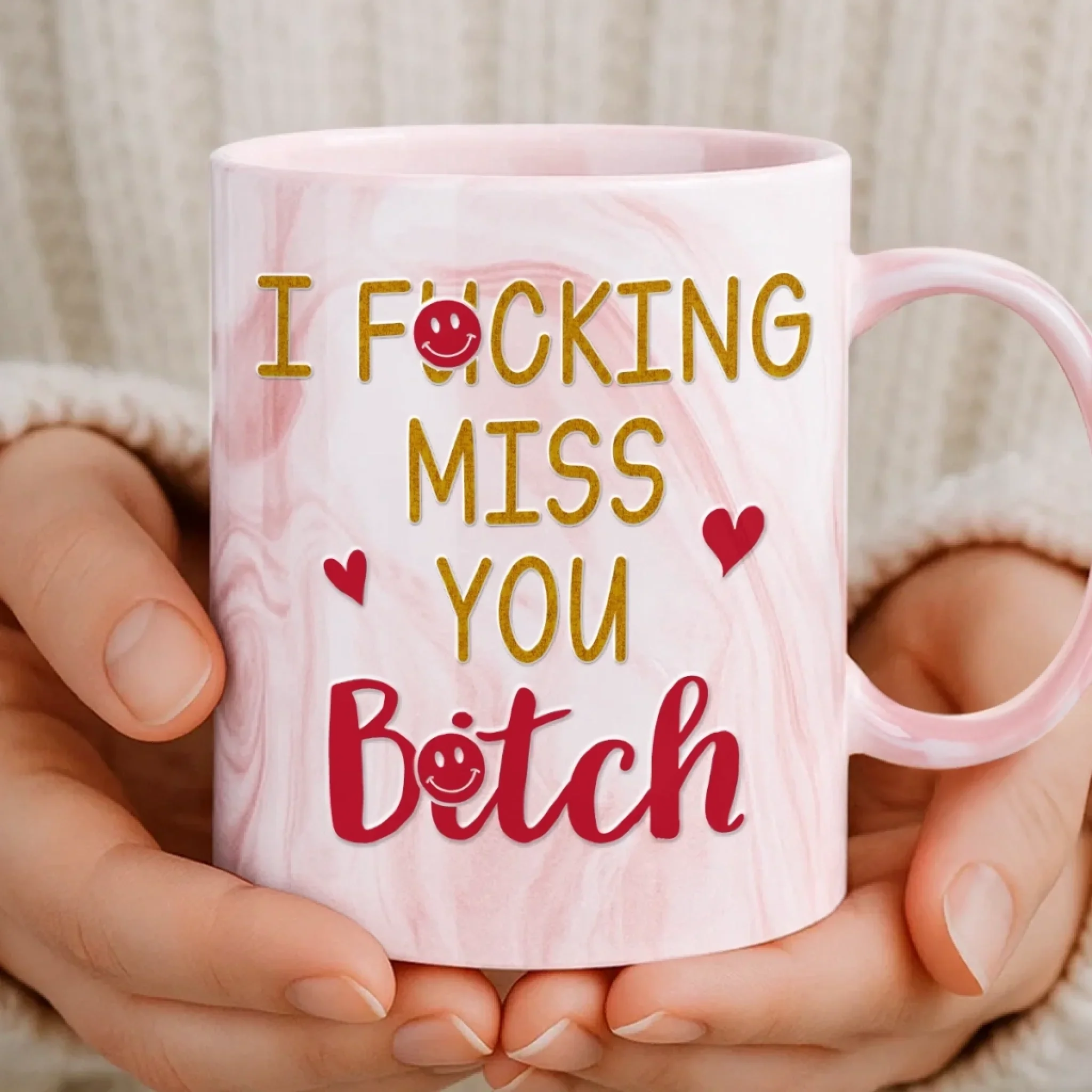 Custom 11oz Pink Marble Mug - Personalized Best Friend Birthday Gifts For Women, Besties, Sisters, BFF - Pretty Minds Pink Hearts - Image 4