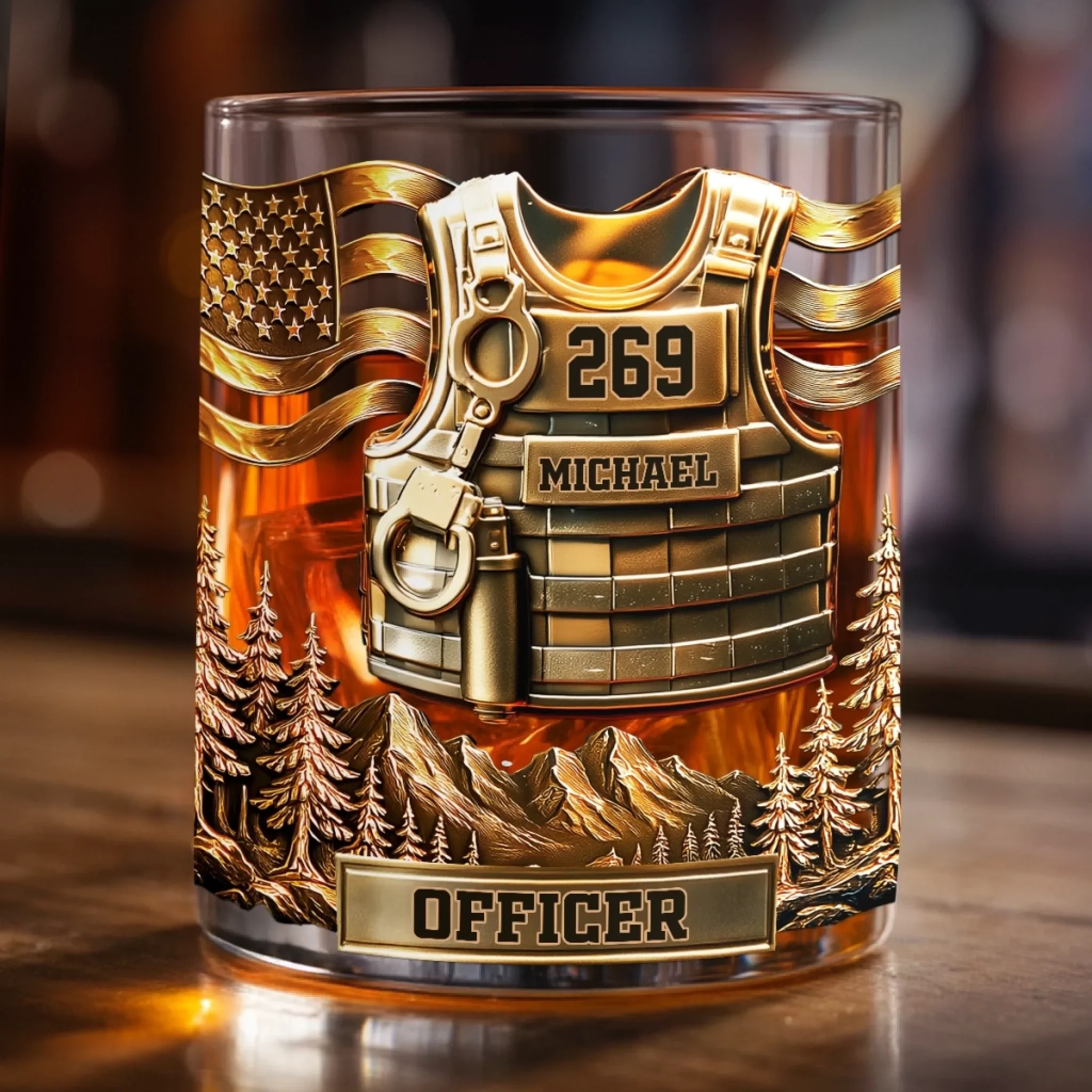 Custom 11oz Whiskey Glass - Personalized Funny Gifts For Best Friends, Family, Coworker, Work Bestie - Toast To Courage And Valor - Image 3