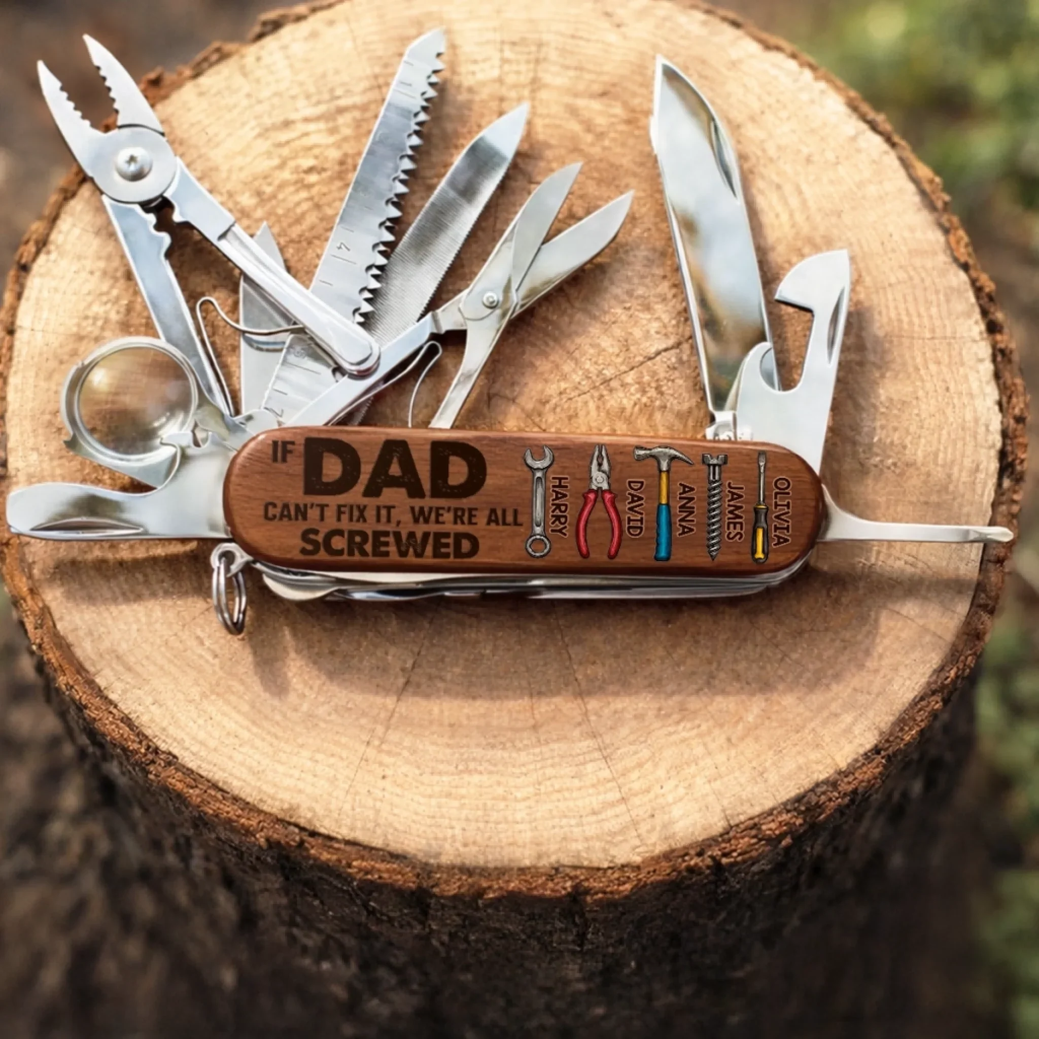 Custom 15-in-1 Pocket Multi Tool - Personalized Father's Day Birthday Gifts For Dad, Grandpa - Strong Like My Dad - Image 2