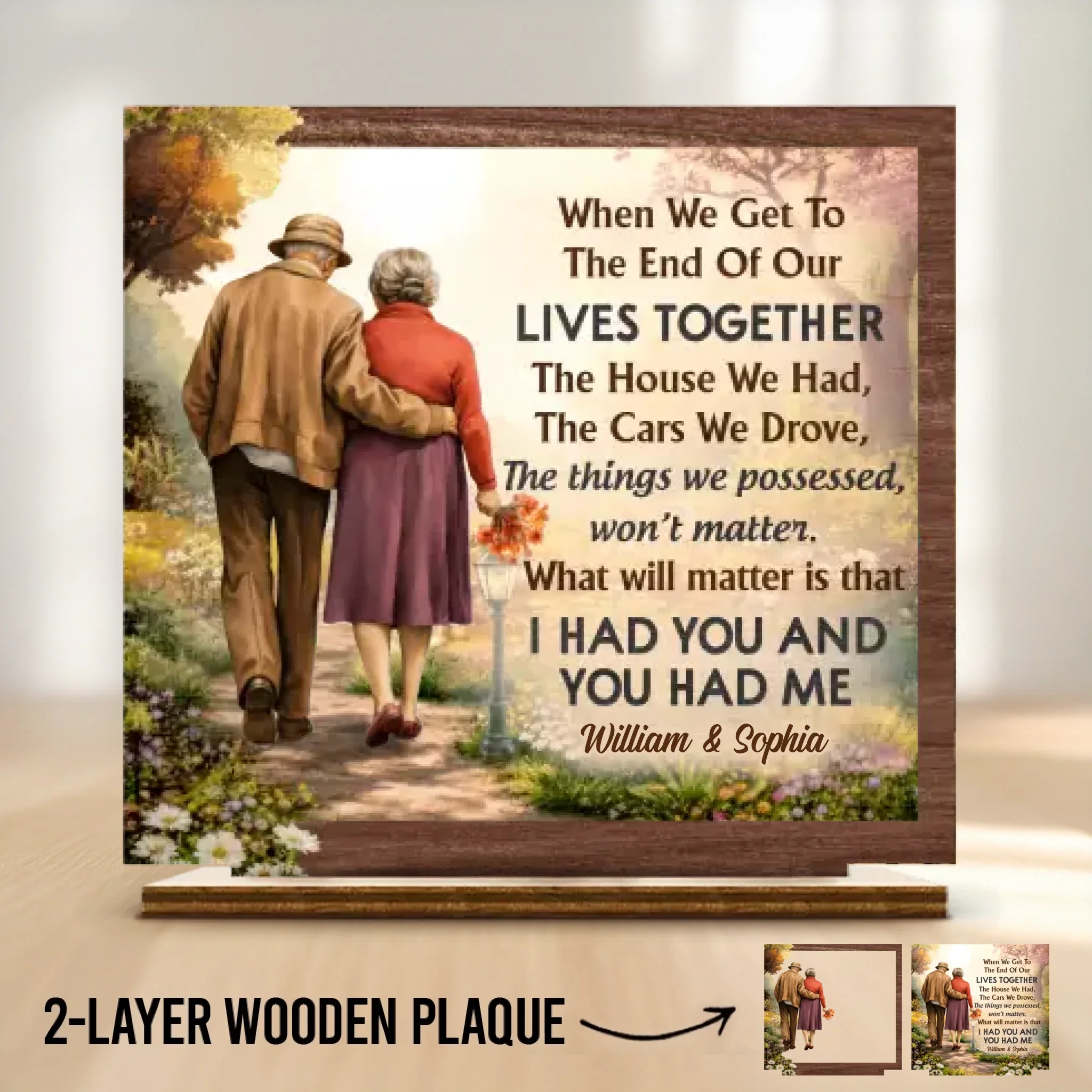 Custom 2-Layered Wooden Plaque - Personalized Anniversary Wedding Gifts For Husband And Wife, Him And Her - Better With You - Image 2