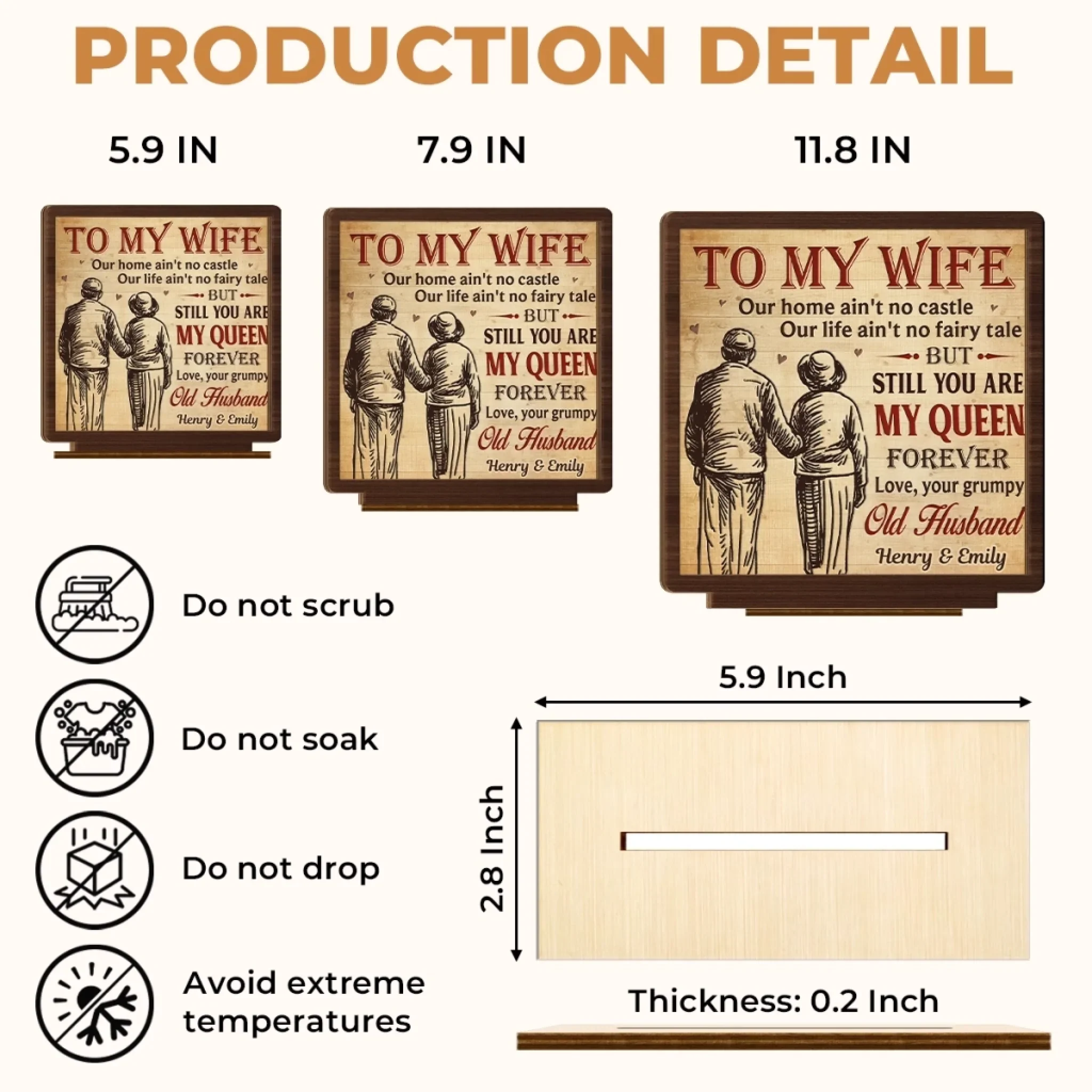 Custom 2-Layered Wooden Plaque - Personalized Anniversary Wedding Gifts For Husband And Wife, Him And Her - Together Feels So Right - Image 5