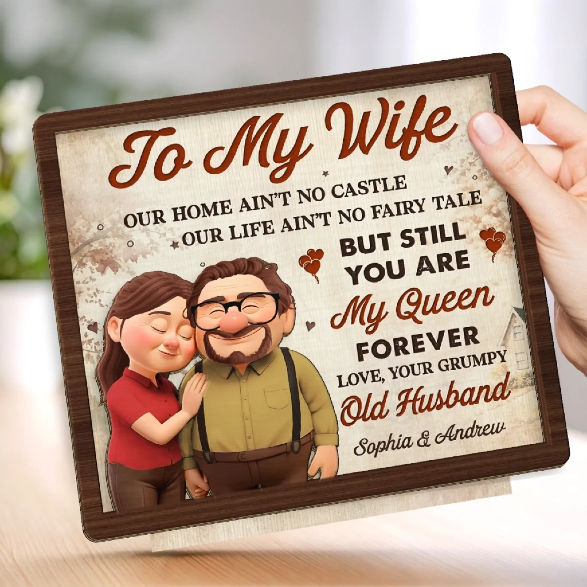 Custom 2-Layered Wooden Plaque - Personalized Anniversary Wedding Gifts For Husband And Wife, Him And Her - Together We Feel Complete - Image 4