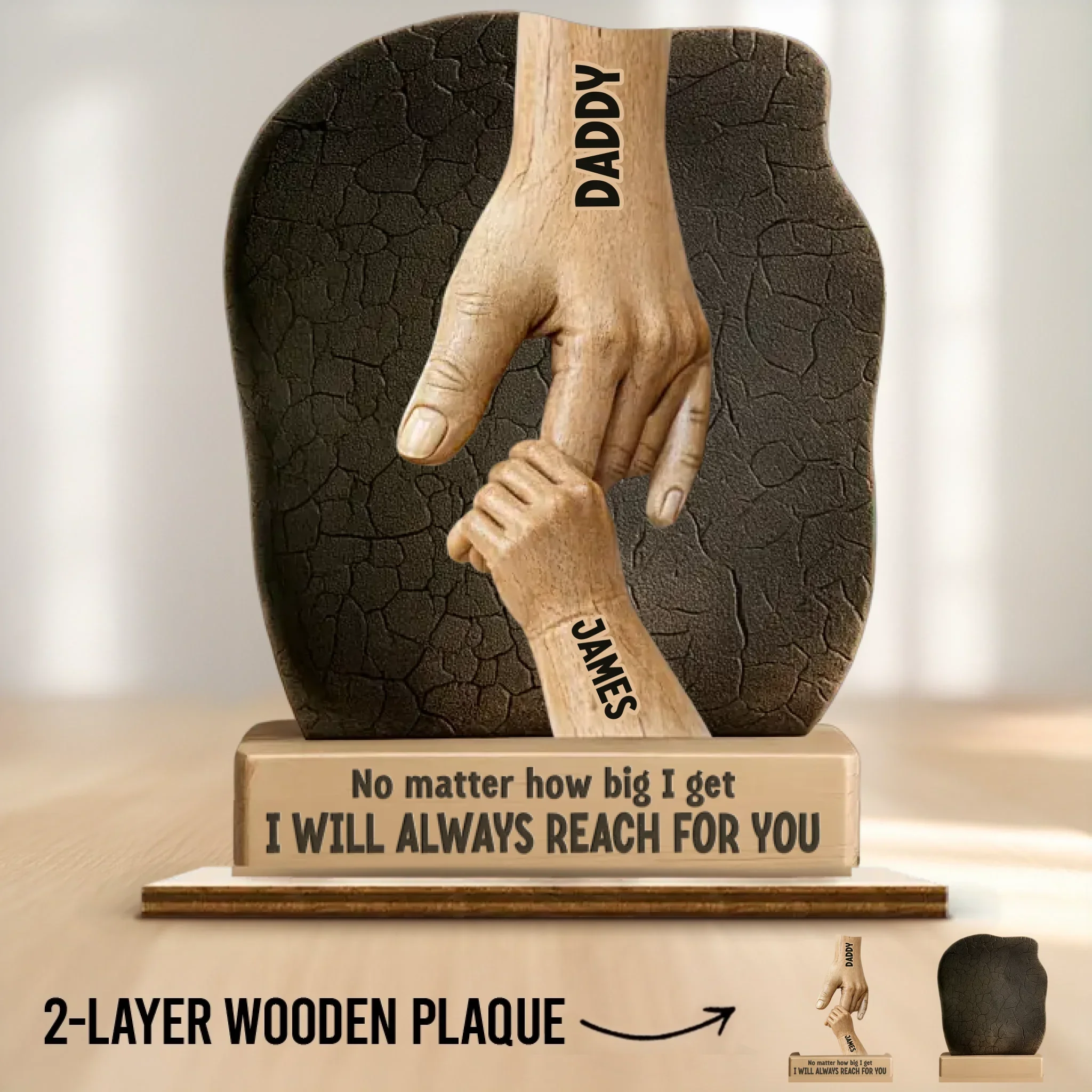 Custom 2-Layered Wooden Plaque - Personalized Father's Day Birthday Gifts For Dad, Grandpa - Dad And Grandpa Our Pride - Image 2