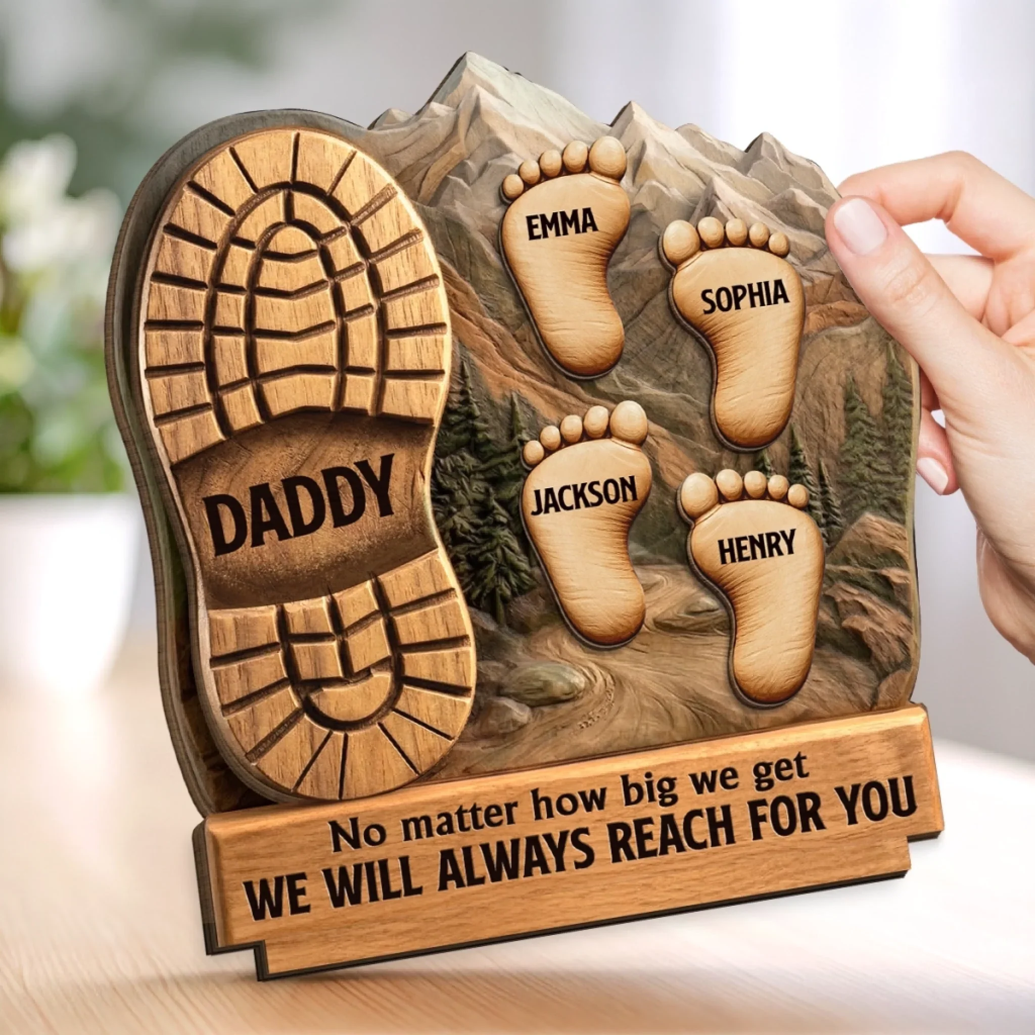 Custom 2-Layered Wooden Plaque - Personalized Father's Day Birthday Gifts For Dad, Grandpa - Forever Grateful For You - Image 4