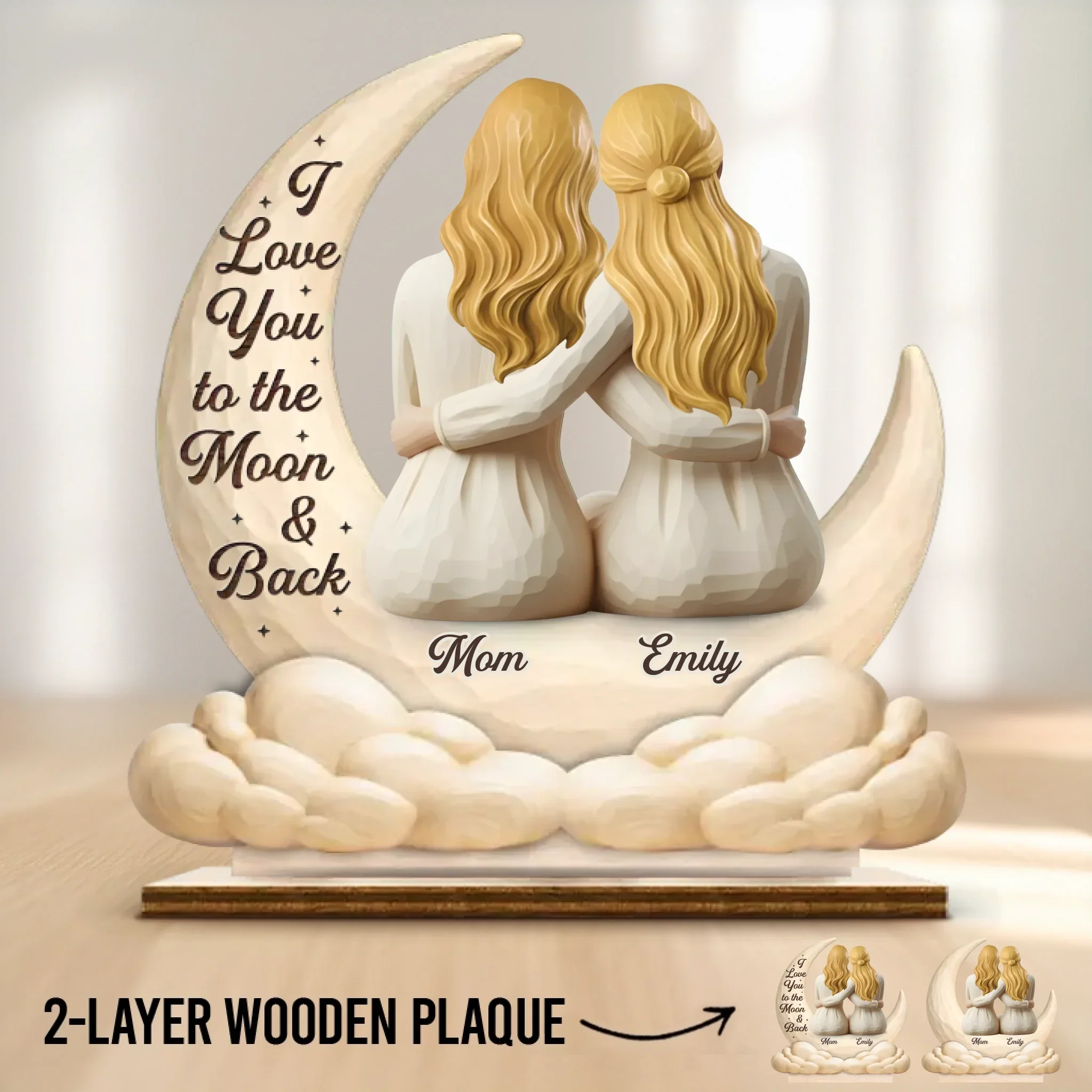 Custom 2-Layered Wooden Plaque - Personalized Mother's Day Birthday Gifts For Mom, Grandma - Always Loved, Always Held - Image 2