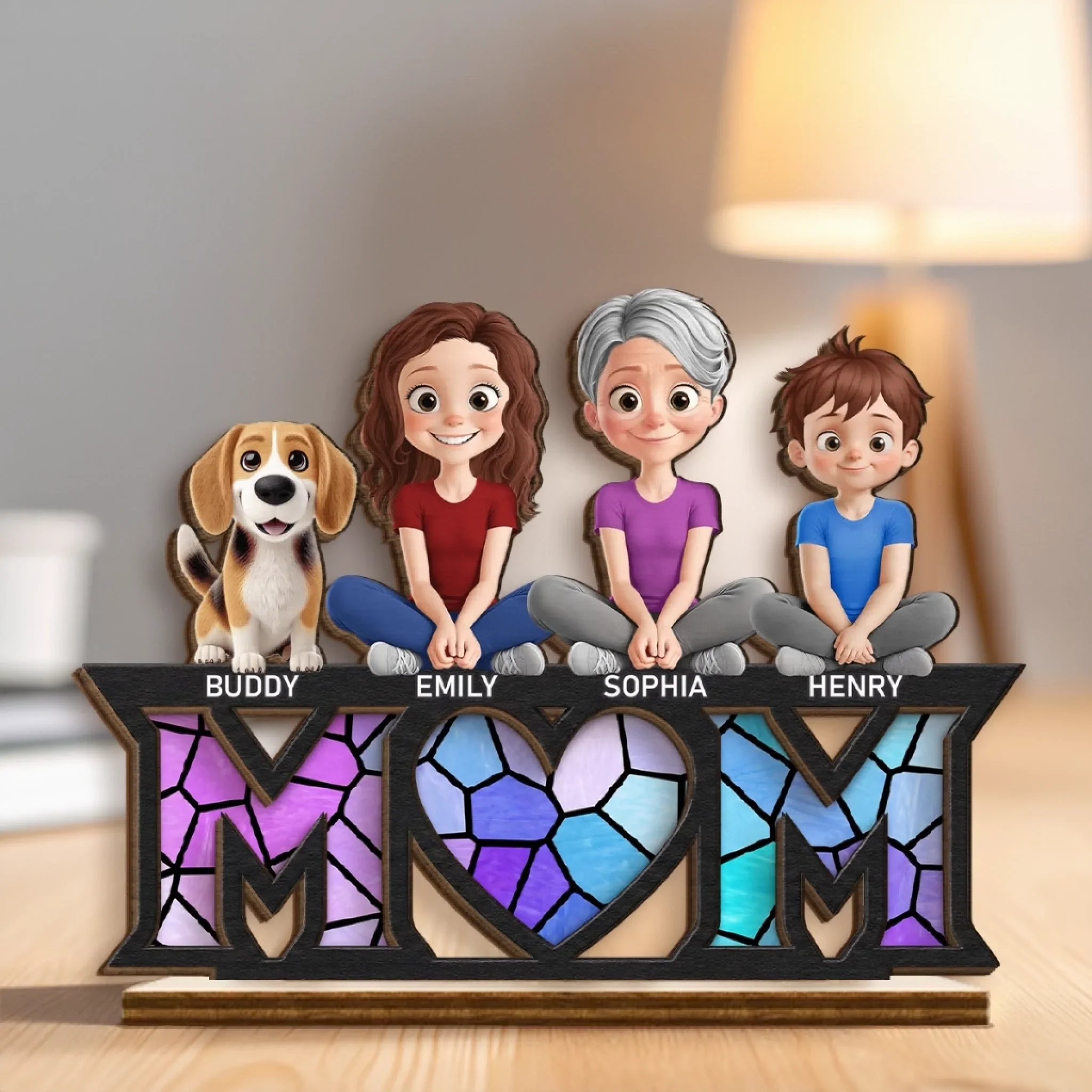 Custom 2-Layered Wooden Plaque - Personalized Mother's Day Birthday Gifts For Mom, Grandma - Blessed With You - Image 3