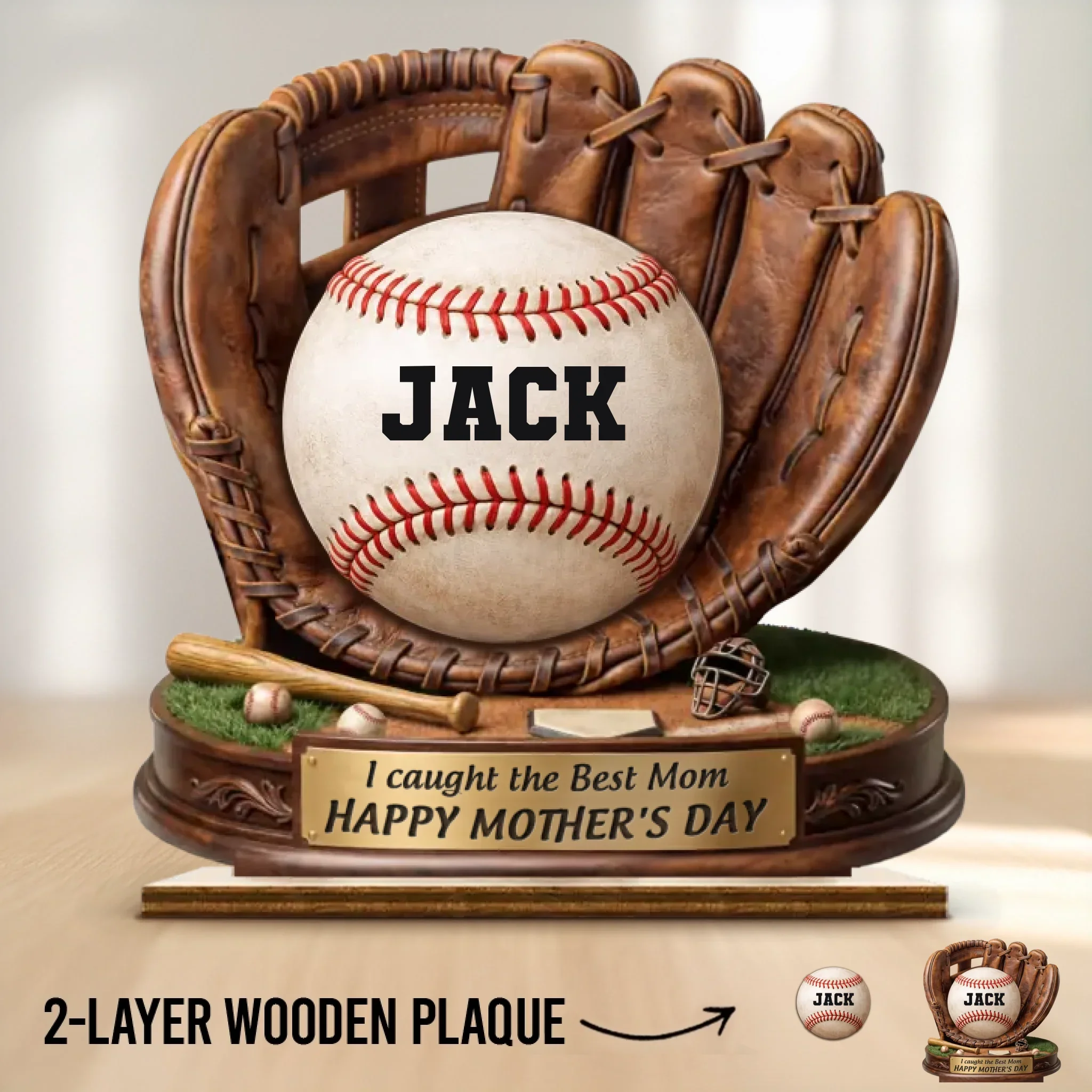 Custom 2-Layered Wooden Plaque - Personalized Mother's Day Birthday Gifts For Mom - Our Best Catch Ever - Image 2