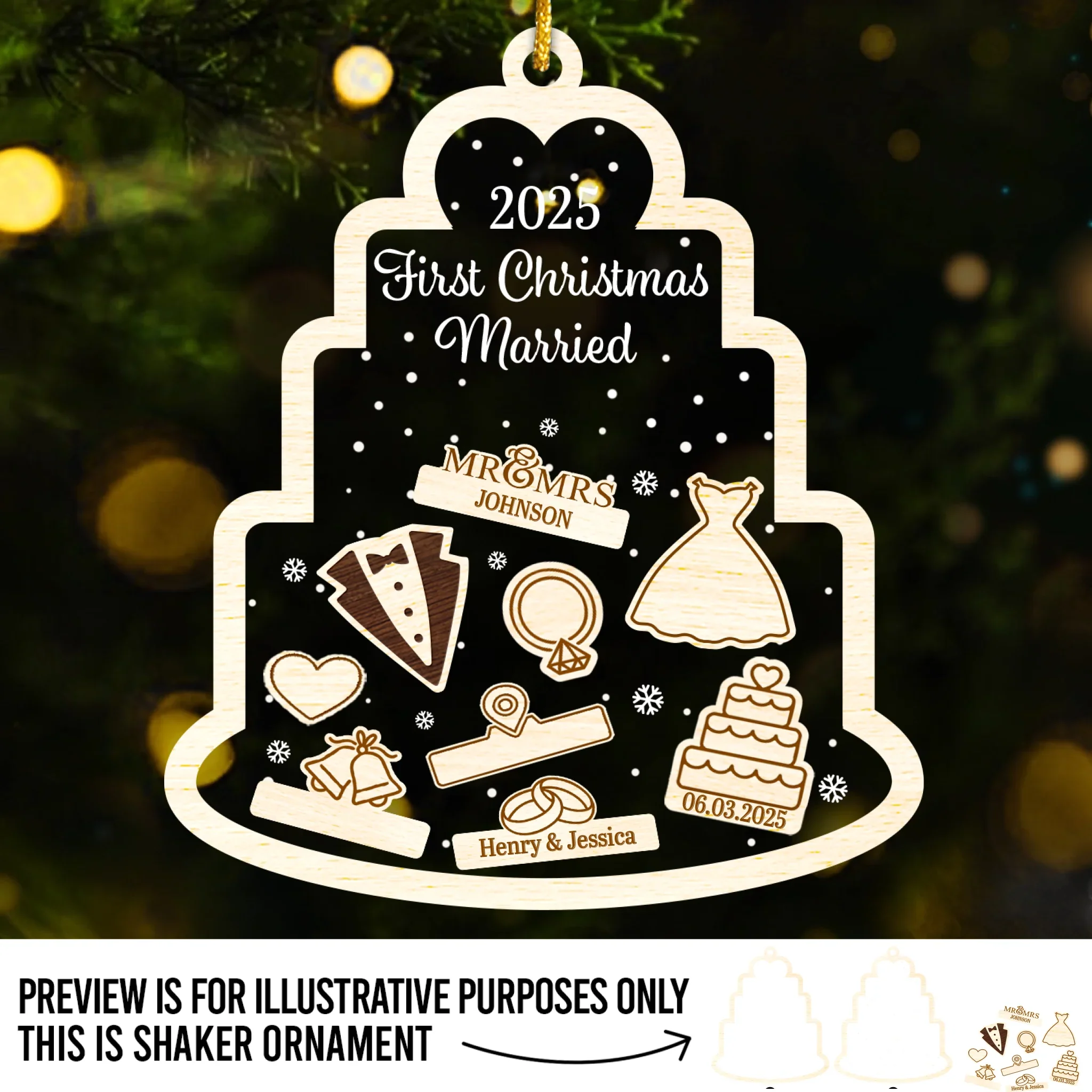 Custom 3 Layers Shaker Ornament - Personalized Anniversary Christmas Wedding Gifts For Husband And Wife, Him And Her - Where Love Begins And Never Ends - Image 2