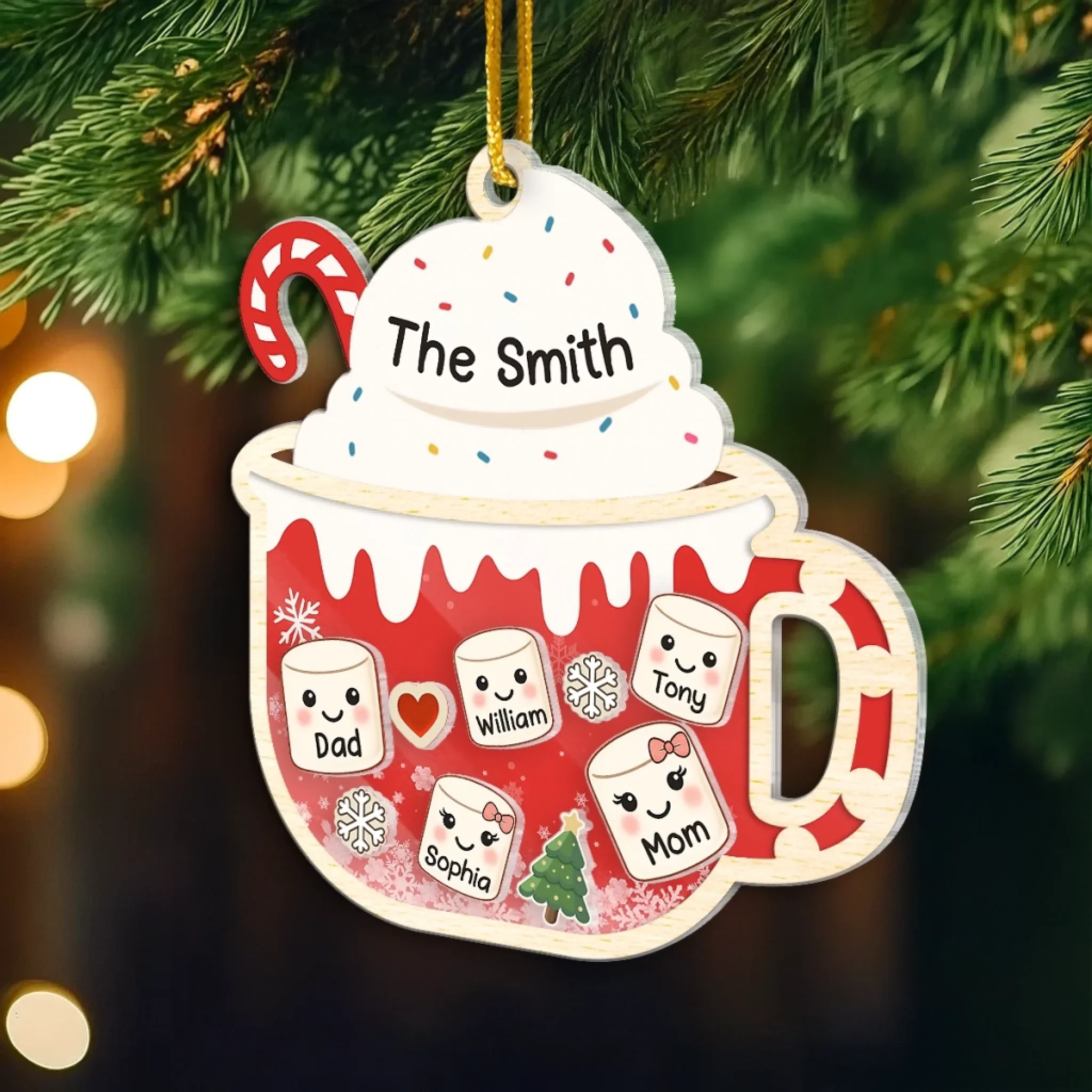 Custom 3 Layers Shaker Ornament - Personalized Christmas Birthday Gifts For Mom, Dad, Kids - Little Marshmallows, Big Love - Image 4