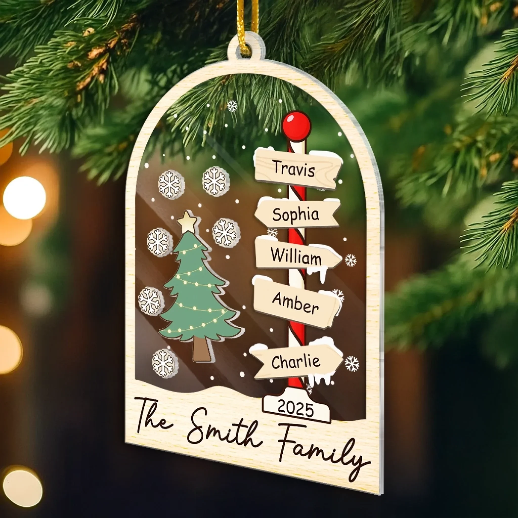 Custom 3 Layers Shaker Ornament - Personalized Christmas Birthday Gifts For Mom, Dad, Kids - Our Family Tree Shines Bright - Image 4