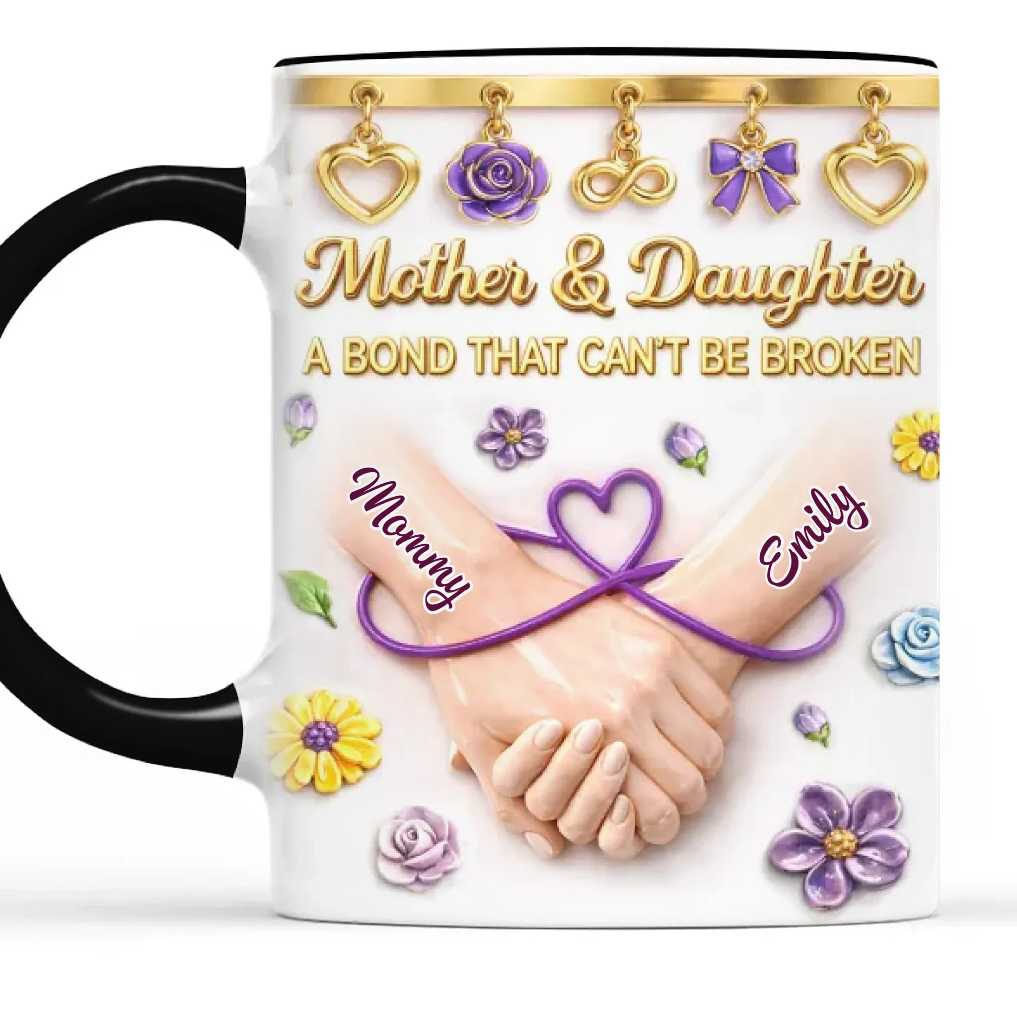 Custom 3D Inflated Effect Printed Accent Mug - Personalized Mother's Day Birthday Gifts For Mom, Daughter - Forever Mother And Daughter - Image 2