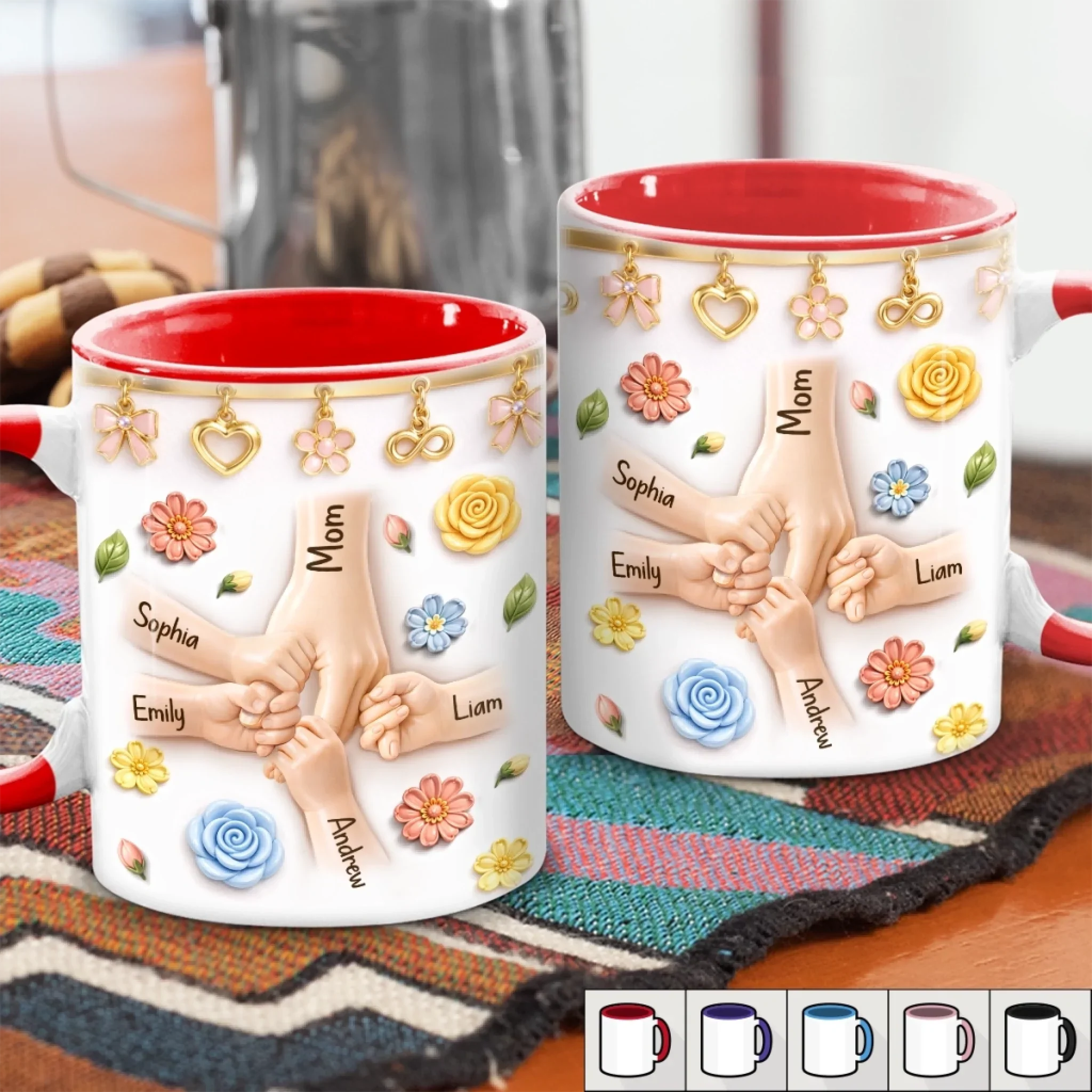 Custom 3D Inflated Effect Printed Accent Mug - Personalized Mother's Day Gifts For Mom, Grandma - Grandma And Mom With Love - Image 3
