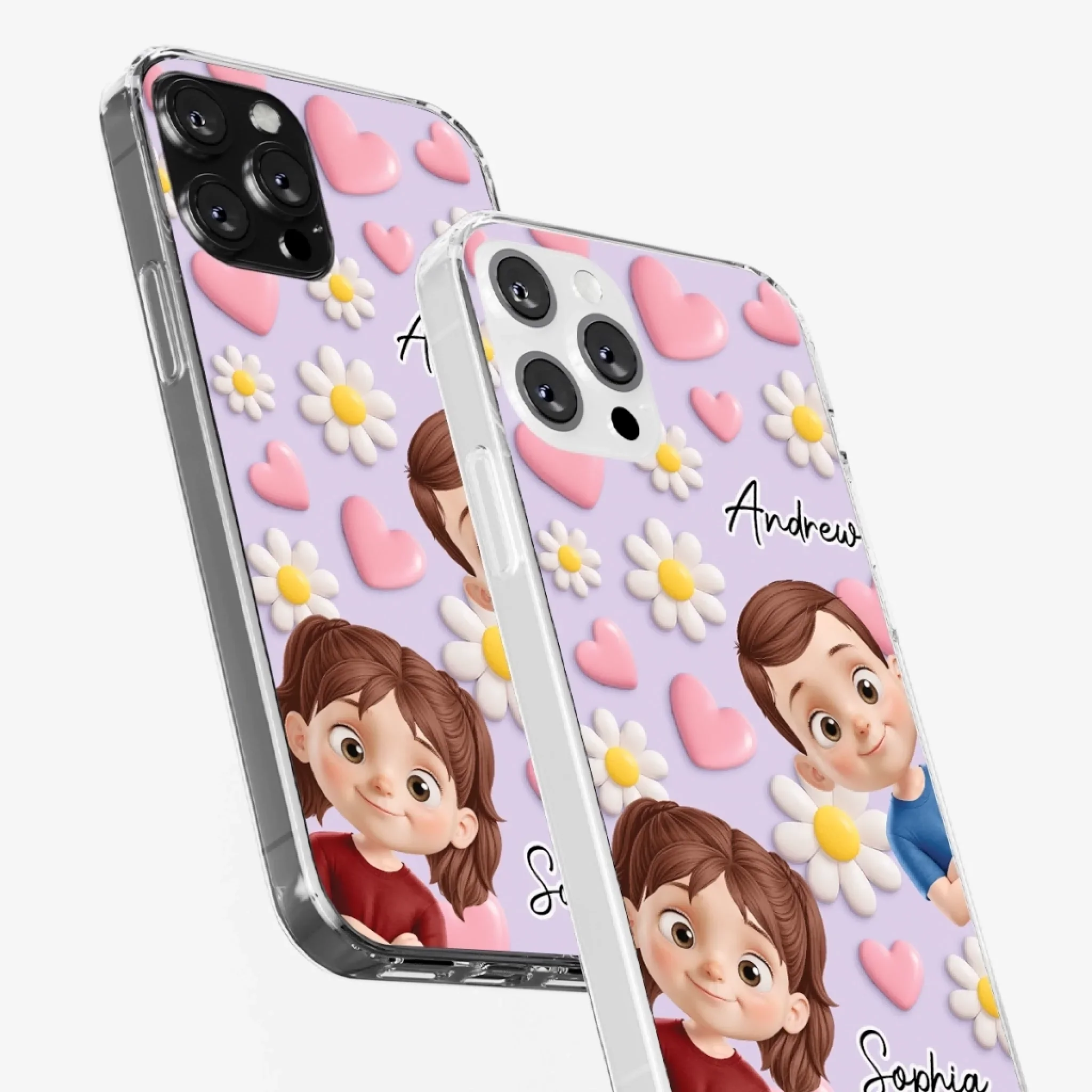 Custom 3D Inflated Effect Printed Clear Phone Case - Personalized Birthday Gifts For Mom, Grandma - Love You To Pieces - Image 34