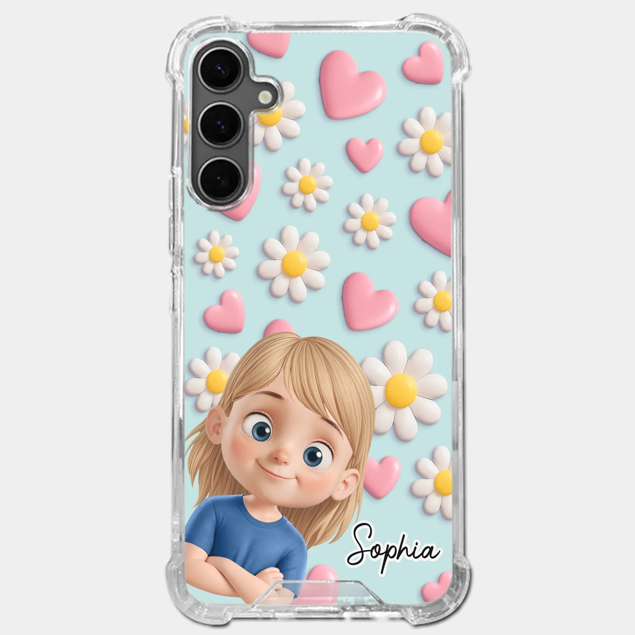 Custom 3D Inflated Effect Printed Clear Phone Case - Personalized Birthday Gifts For Mom, Grandma - Love You To Pieces - Image 35