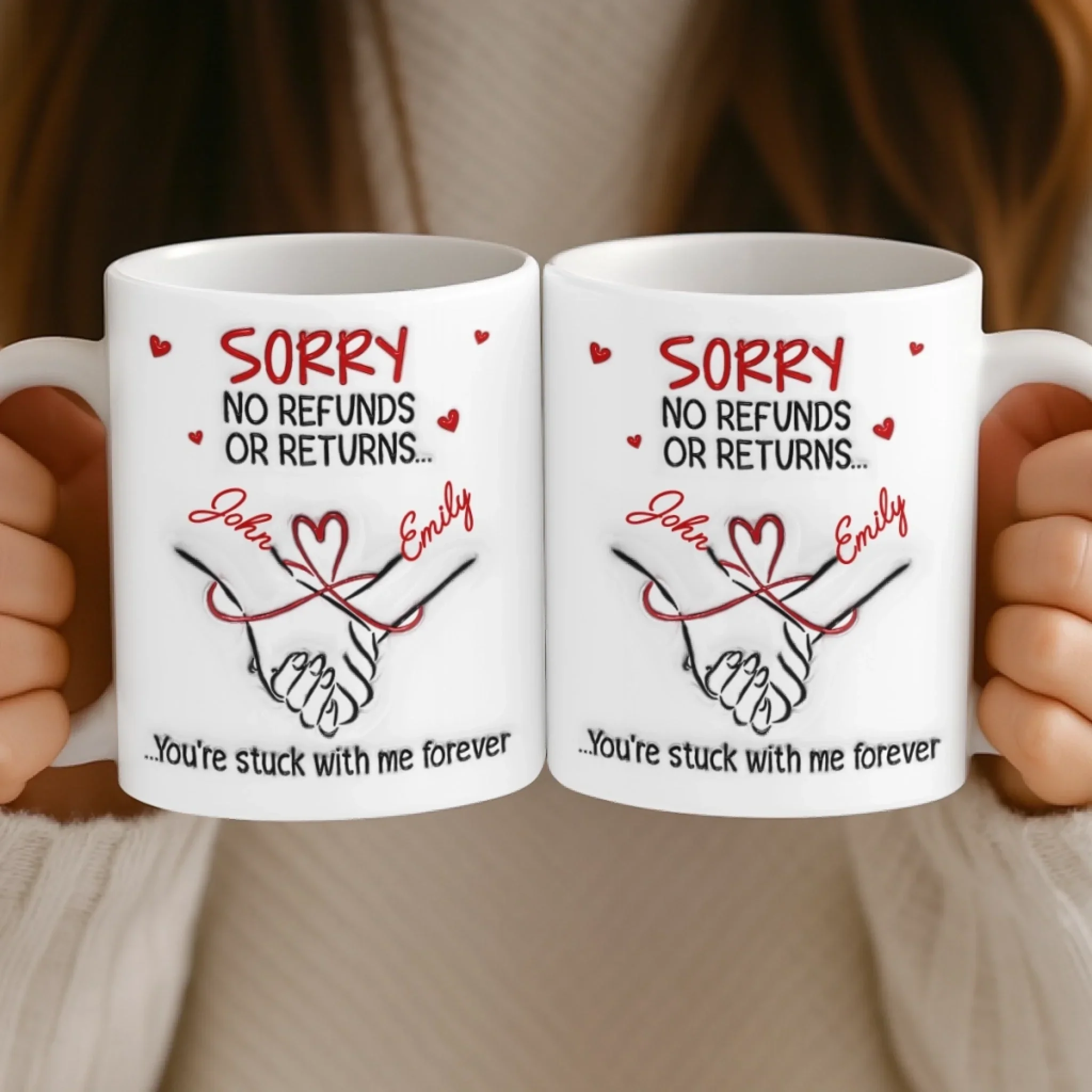 Custom 3D Inflated Effect Printed Mug - Personalized Anniversary Wedding Gifts For Husband And Wife, Him And Her - Our Love Starts With Coffee - Image 5