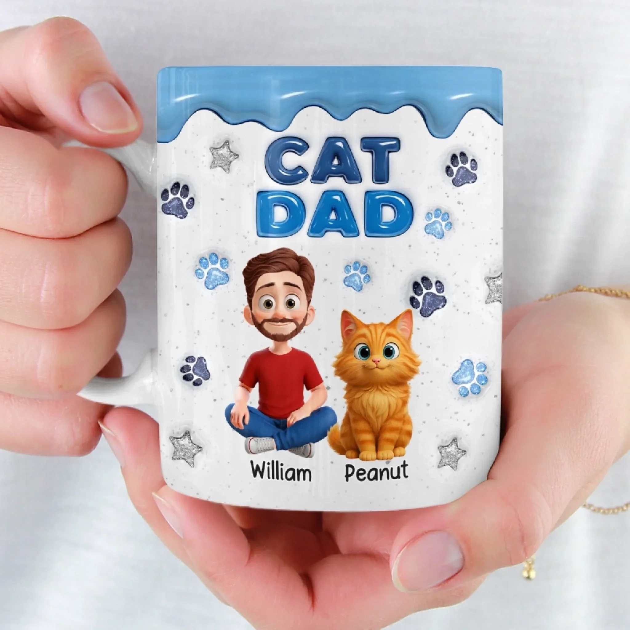 Custom 3D Inflated Effect Printed Mug - Personalized Birthday Gifts For Cat Lovers, Cat Mom And Dad - Living That Cat Life - Image 6
