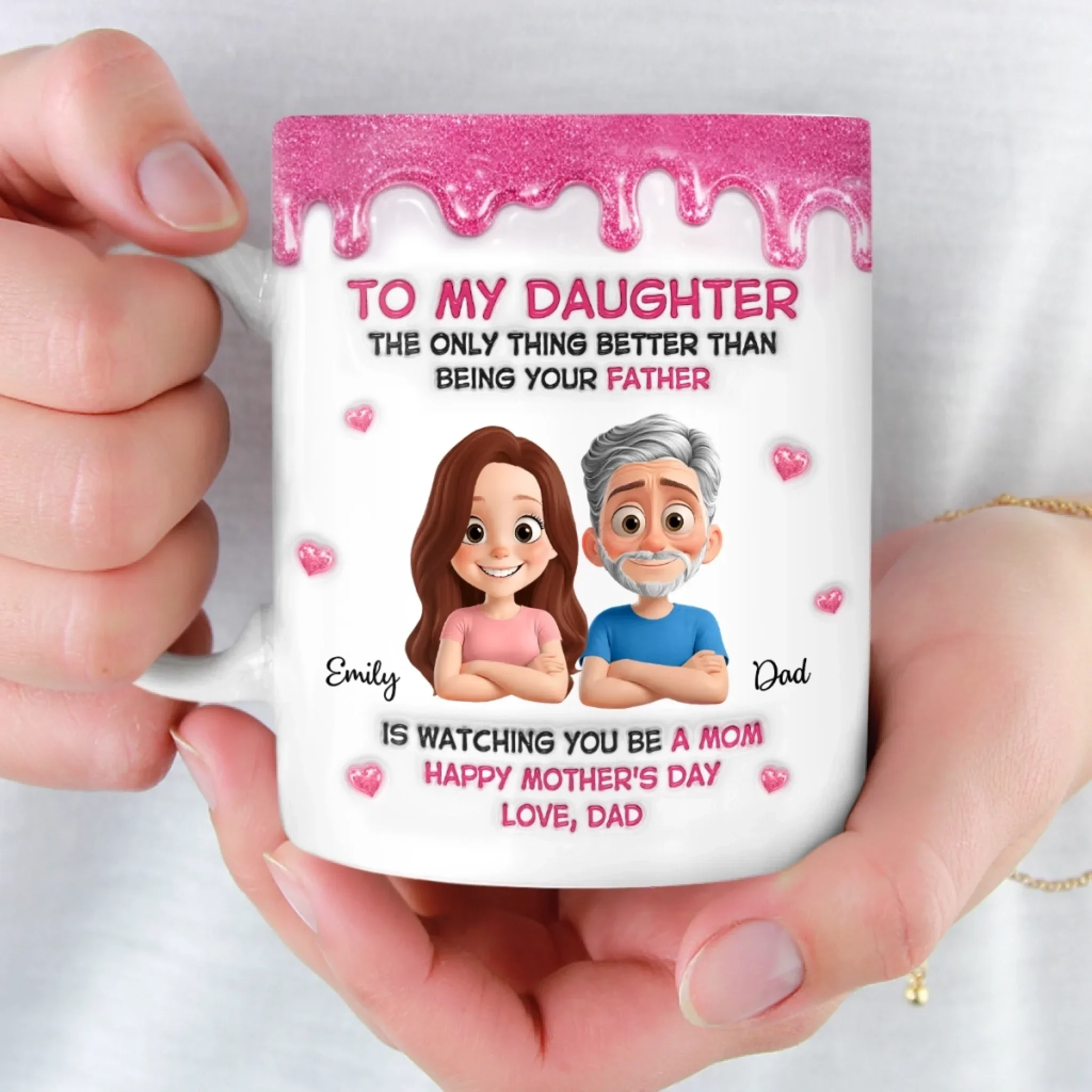 Custom 3D Inflated Effect Printed Mug - Personalized Birthday Gifts For Dad, Daughter - First Hero, Forever Dad - Image 6