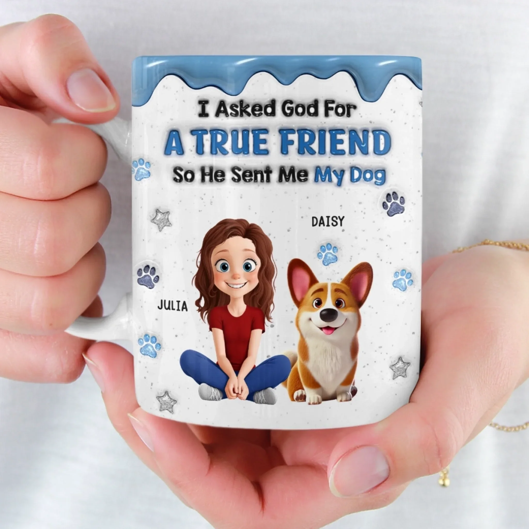 Custom 3D Inflated Effect Printed Mug - Personalized Birthday Gifts For Dog Lovers, Dog Dad And Mom - A Blessing With A Wagging Tail - Image 6