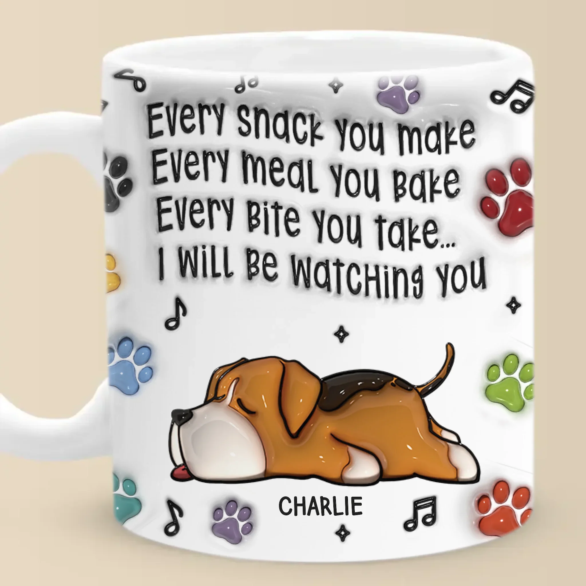 Custom 3D Inflated Effect Printed Mug - Personalized Birthday Gifts For Dog Lovers, Dog Dad And Mom - Canine Coffee Club President - Image 3