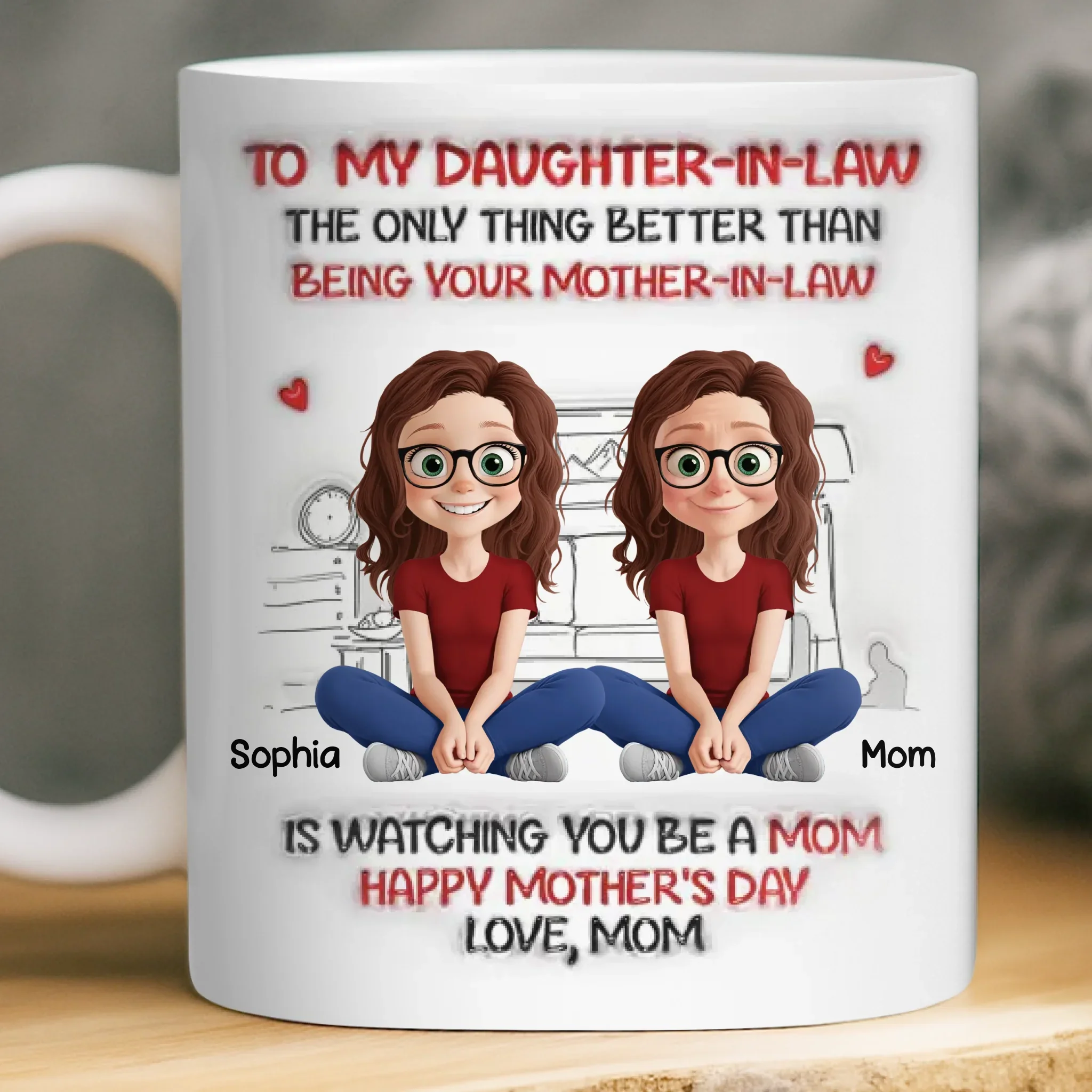 Custom 3D Inflated Effect Printed Mug - Personalized Mother's Day Birthday Gifts For Daughter-In-Law - So Much Grace, So Much Love - Image 2